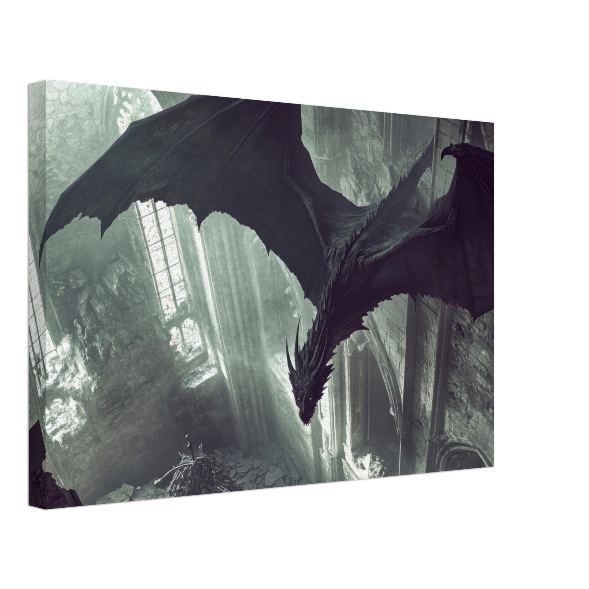 Canvas Landscape - Gothic Shadow Dragons Lair Gothic Dramatic High 2 - Shop Ai Art WebShop - Digital Art online Store