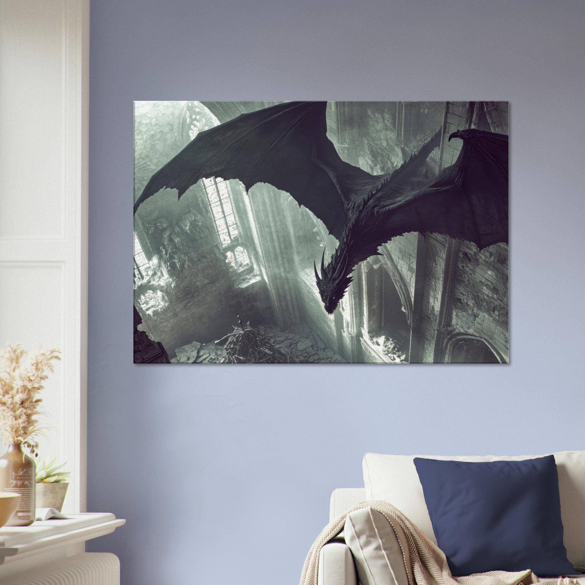 Canvas Landscape - Gothic Shadow Dragons Lair Gothic Dramatic High 2 - Shop Ai Art WebShop - Digital Art online Store