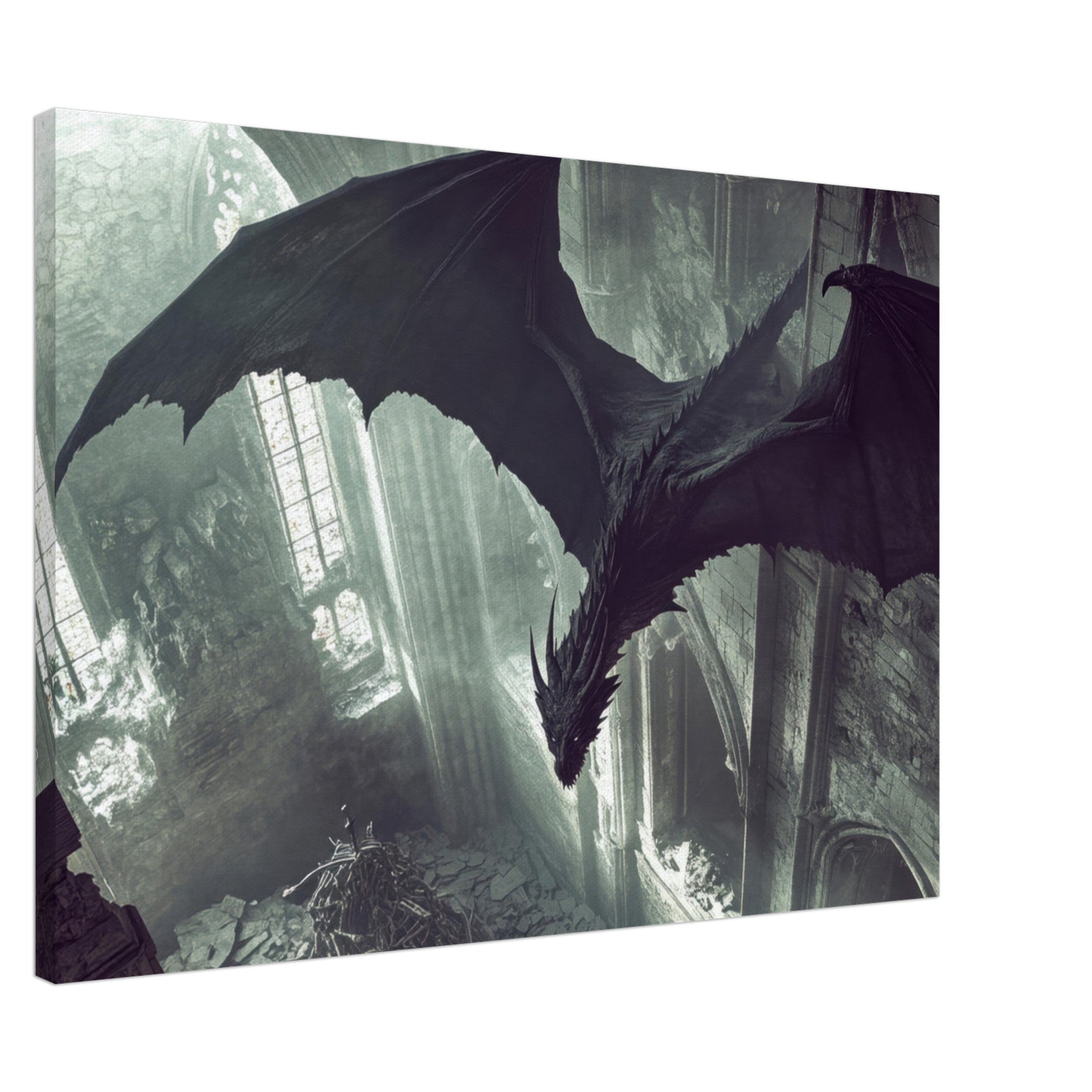 Canvas Landscape - Gothic Shadow Dragons Lair Gothic Dramatic High 2 - Shop Ai Art WebShop - Digital Art online Store