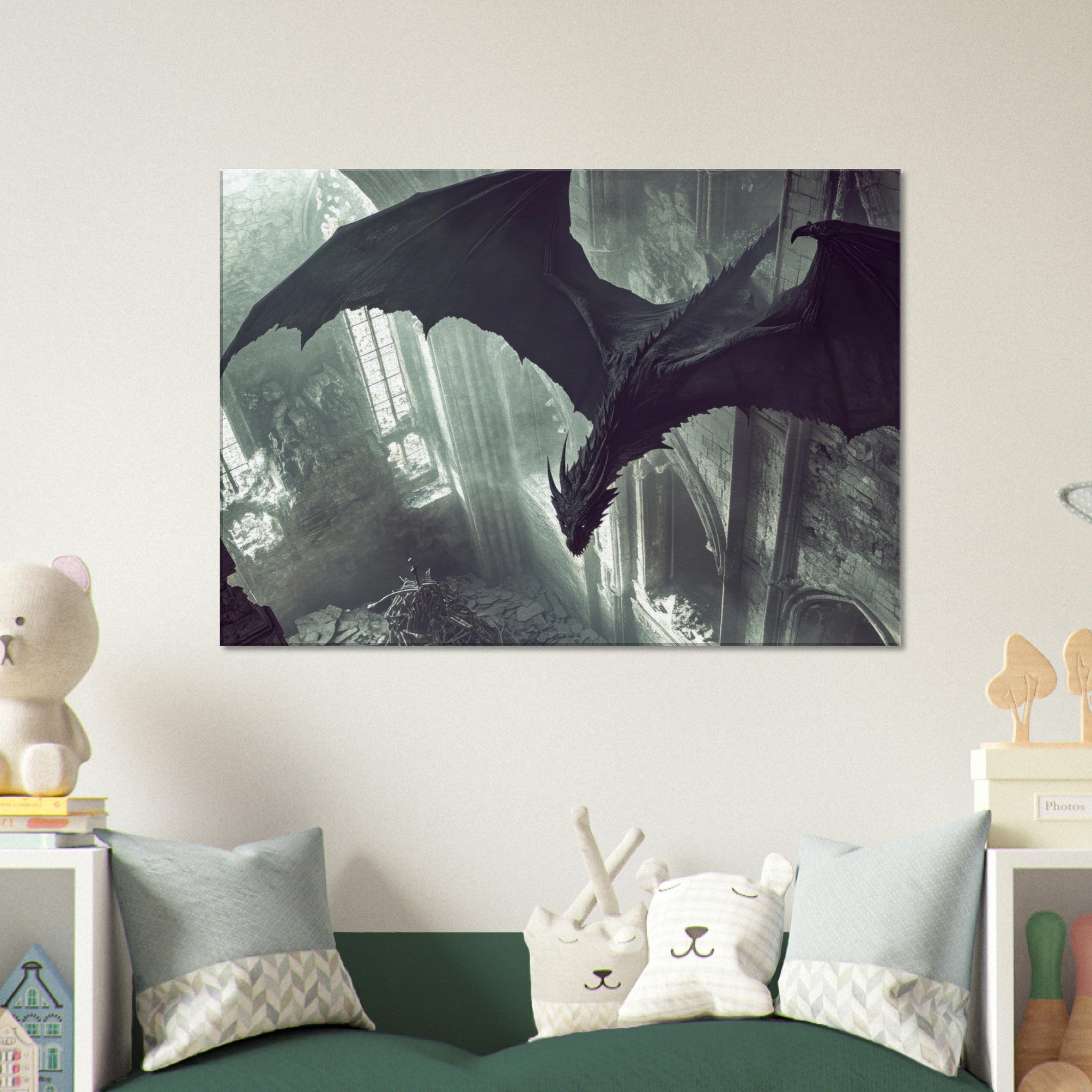 Canvas Landscape - Gothic Shadow Dragons Lair Gothic Dramatic High 2 - Shop Ai Art WebShop - Digital Art online Store