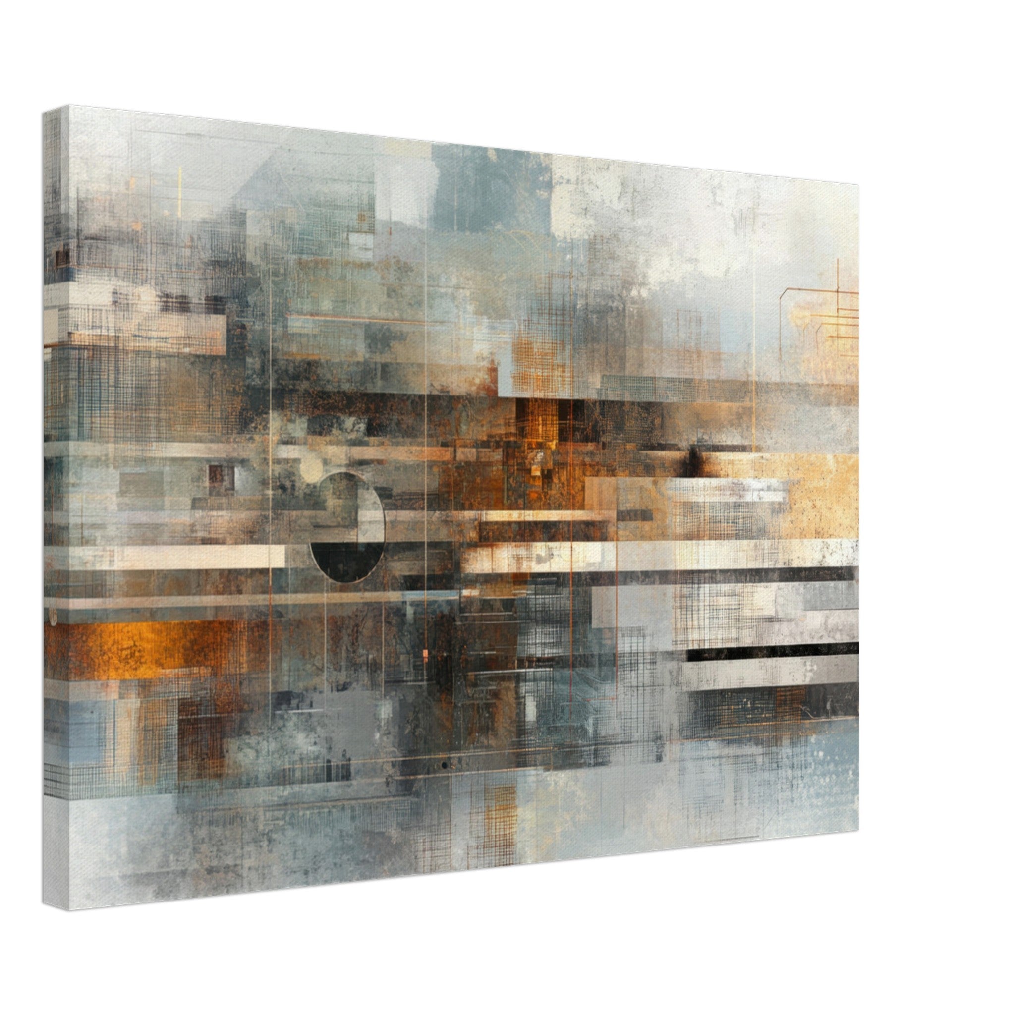 Canvas Landscape - Mechanical Mirage Interlocking metallic structure 2 - Shop Ai Art WebShop - Digital Art online Store