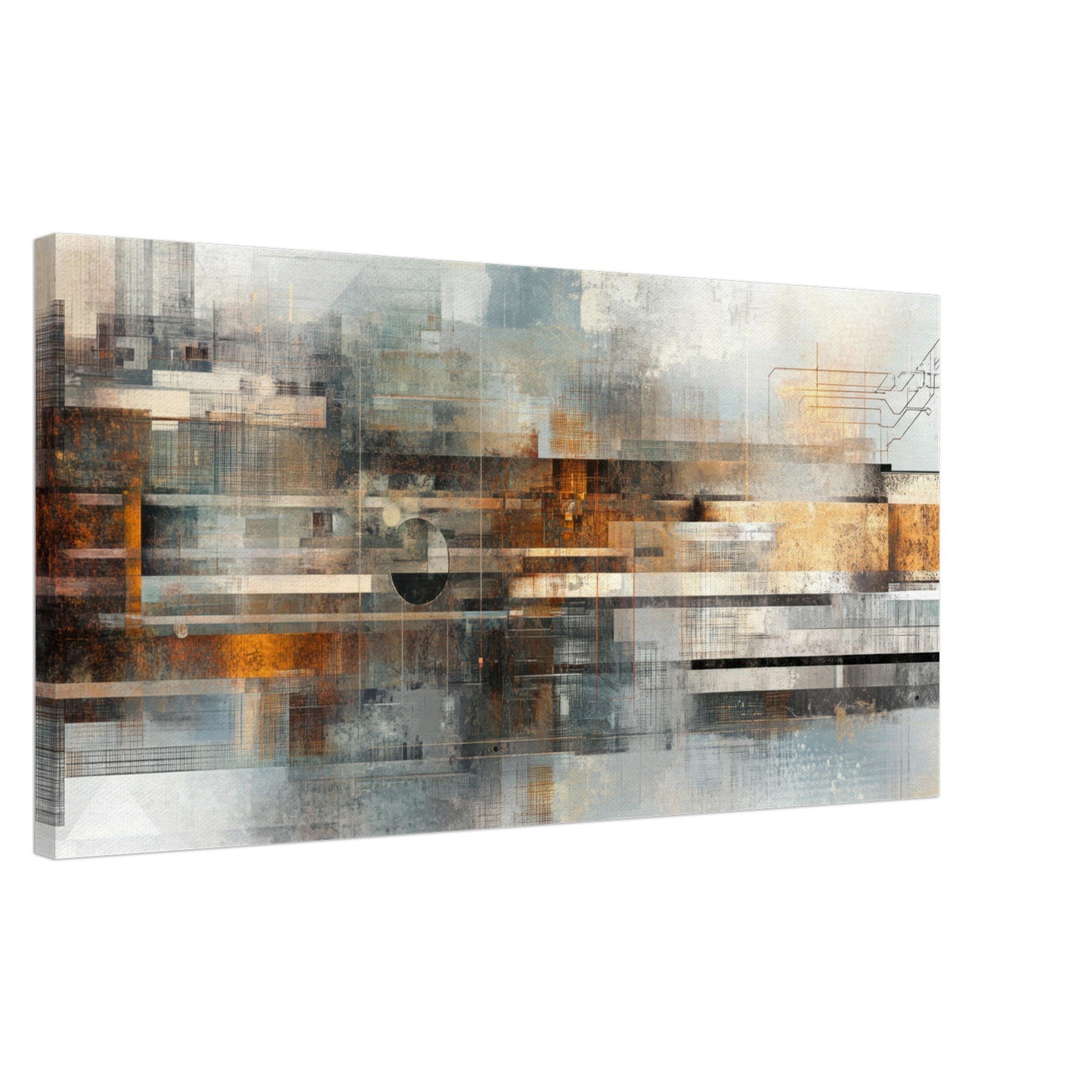 Canvas Landscape - Mechanical Mirage Interlocking metallic structure 2 - Shop Ai Art WebShop - Digital Art online Store