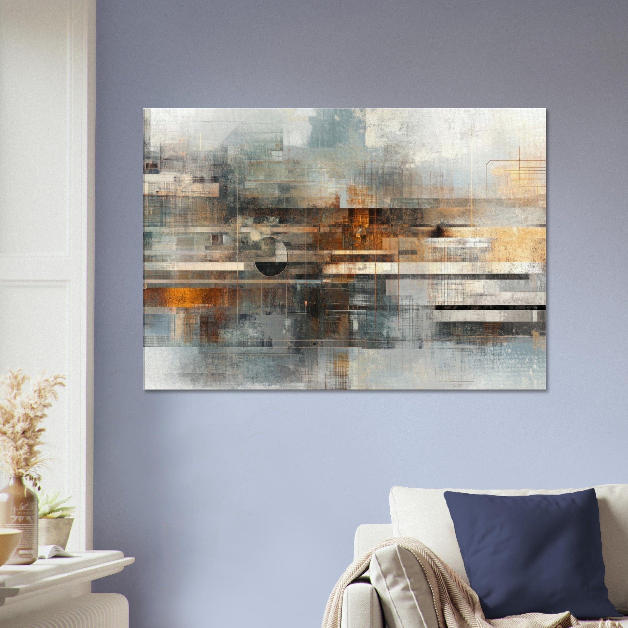 Canvas Landscape - Mechanical Mirage Interlocking metallic structure 2 - Shop Ai Art WebShop - Digital Art online Store