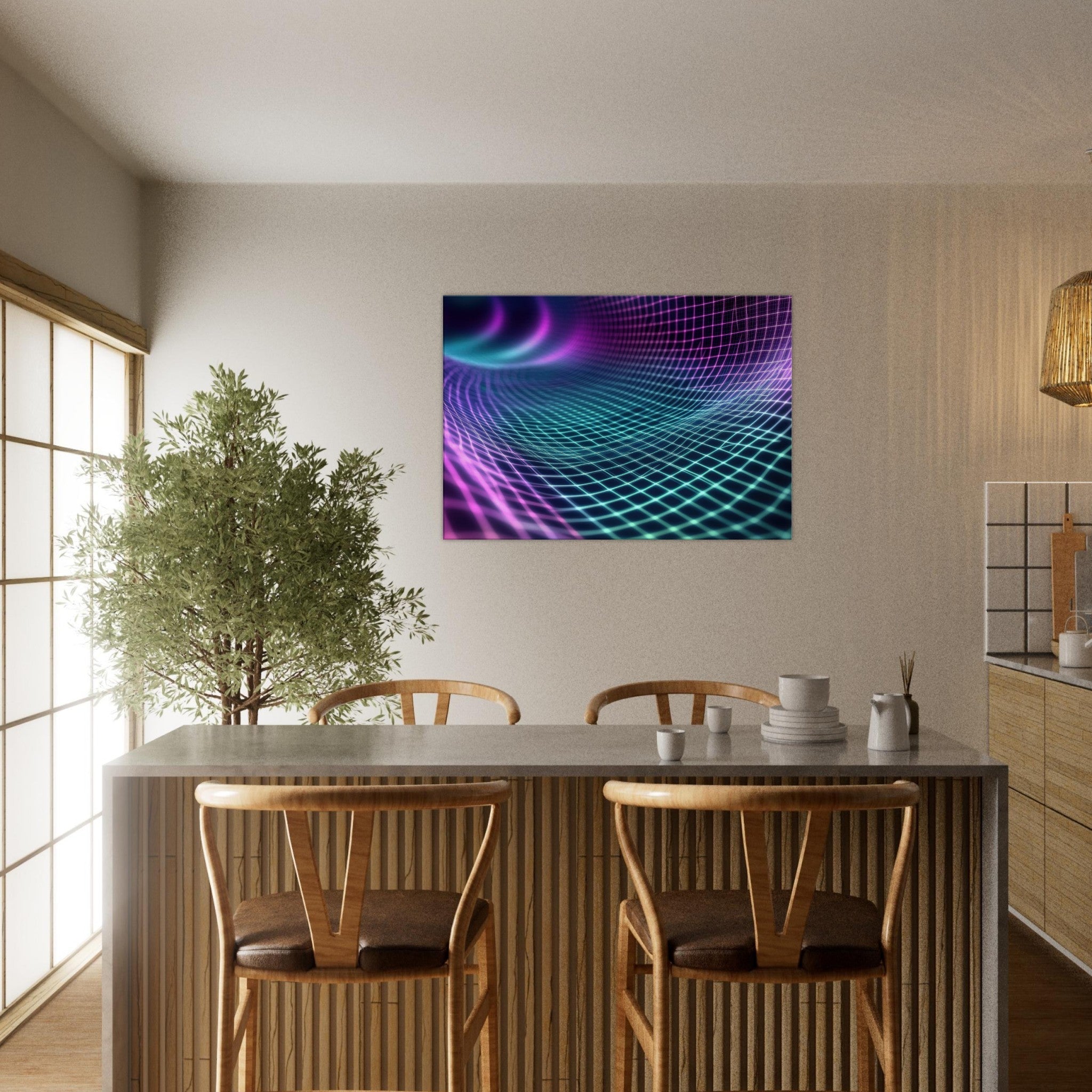 Canvas Landscape - Quantum Reverberation Cascading waves of transit 2 - Shop Ai Art WebShop - Digital Art online Store