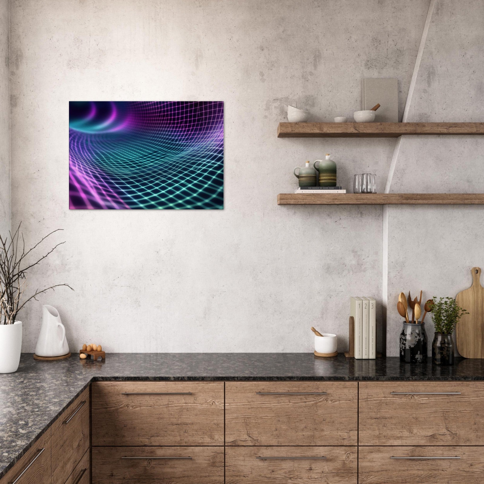 Canvas Landscape - Quantum Reverberation Cascading waves of transit 2 - Shop Ai Art WebShop - Digital Art online Store