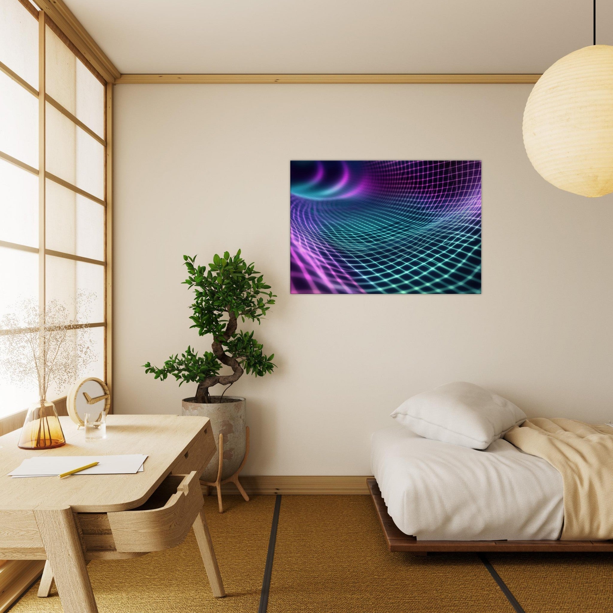 Canvas Landscape - Quantum Reverberation Cascading waves of transit 2 - Shop Ai Art WebShop - Digital Art online Store