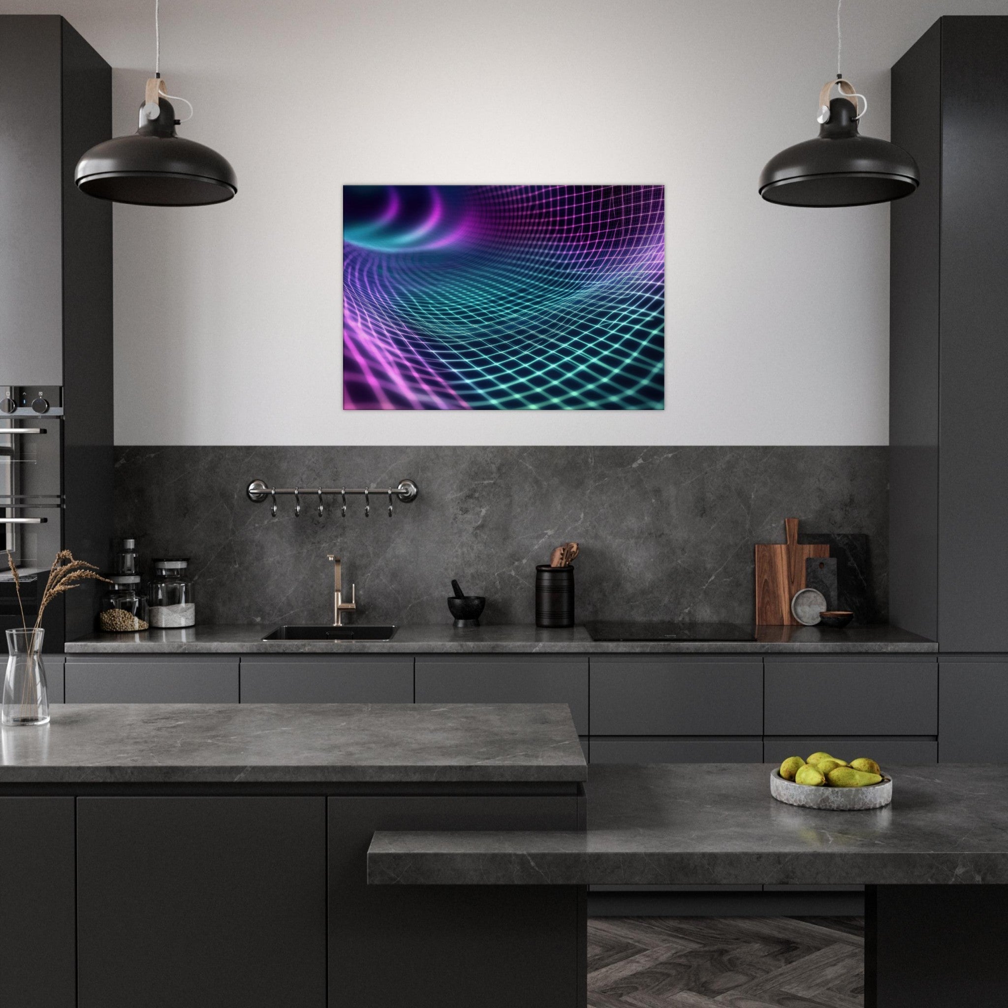 Canvas Landscape - Quantum Reverberation Cascading waves of transit 2 - Shop Ai Art WebShop - Digital Art online Store
