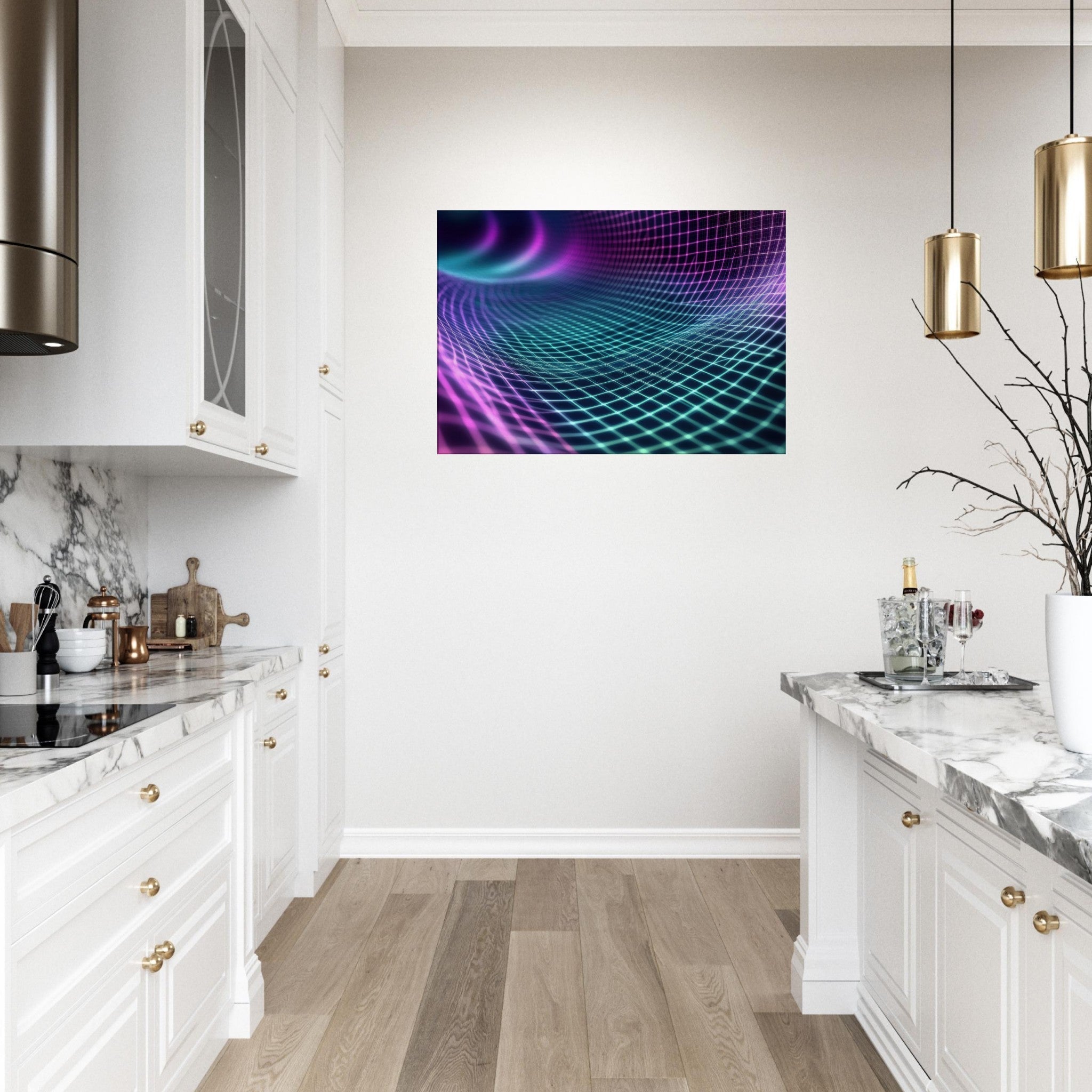 Canvas Landscape - Quantum Reverberation Cascading waves of transit 2 - Shop Ai Art WebShop - Digital Art online Store