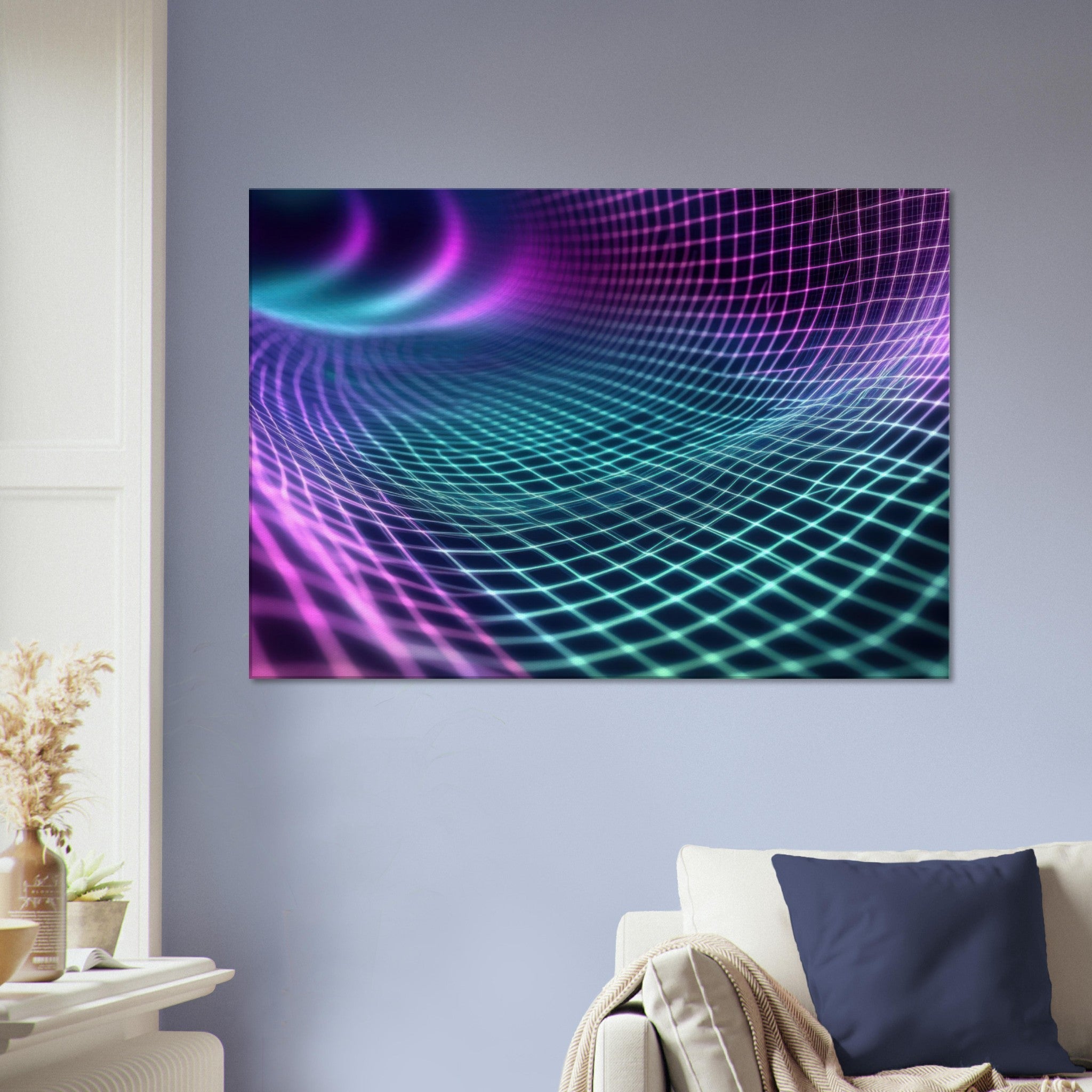 Canvas Landscape - Quantum Reverberation Cascading waves of transit 2 - Shop Ai Art WebShop - Digital Art online Store