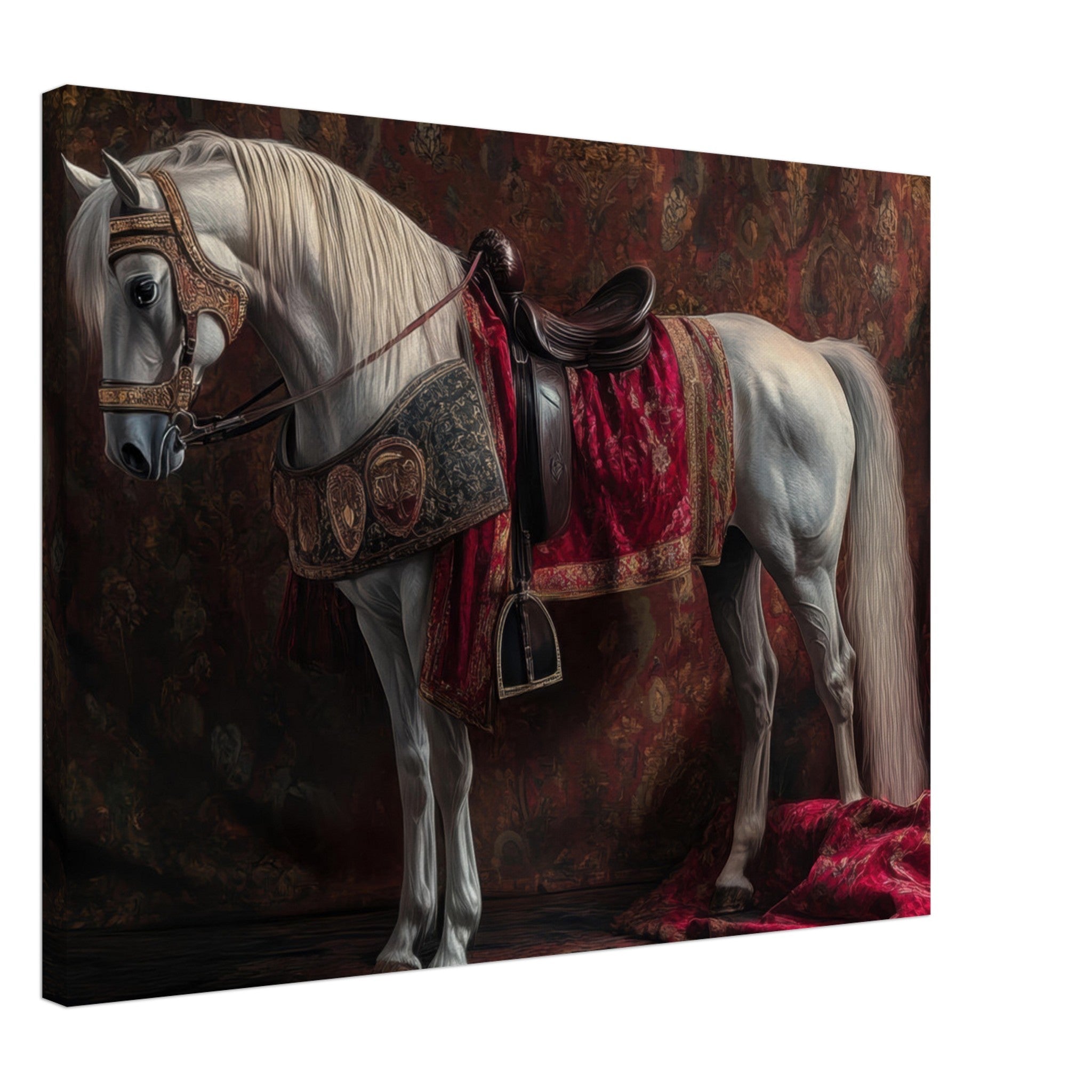 Canvas Landscape - Renaissance Portrait of a Noble Horse A dignified 4 - Shop Ai Art WebShop - Digital Art online Store
