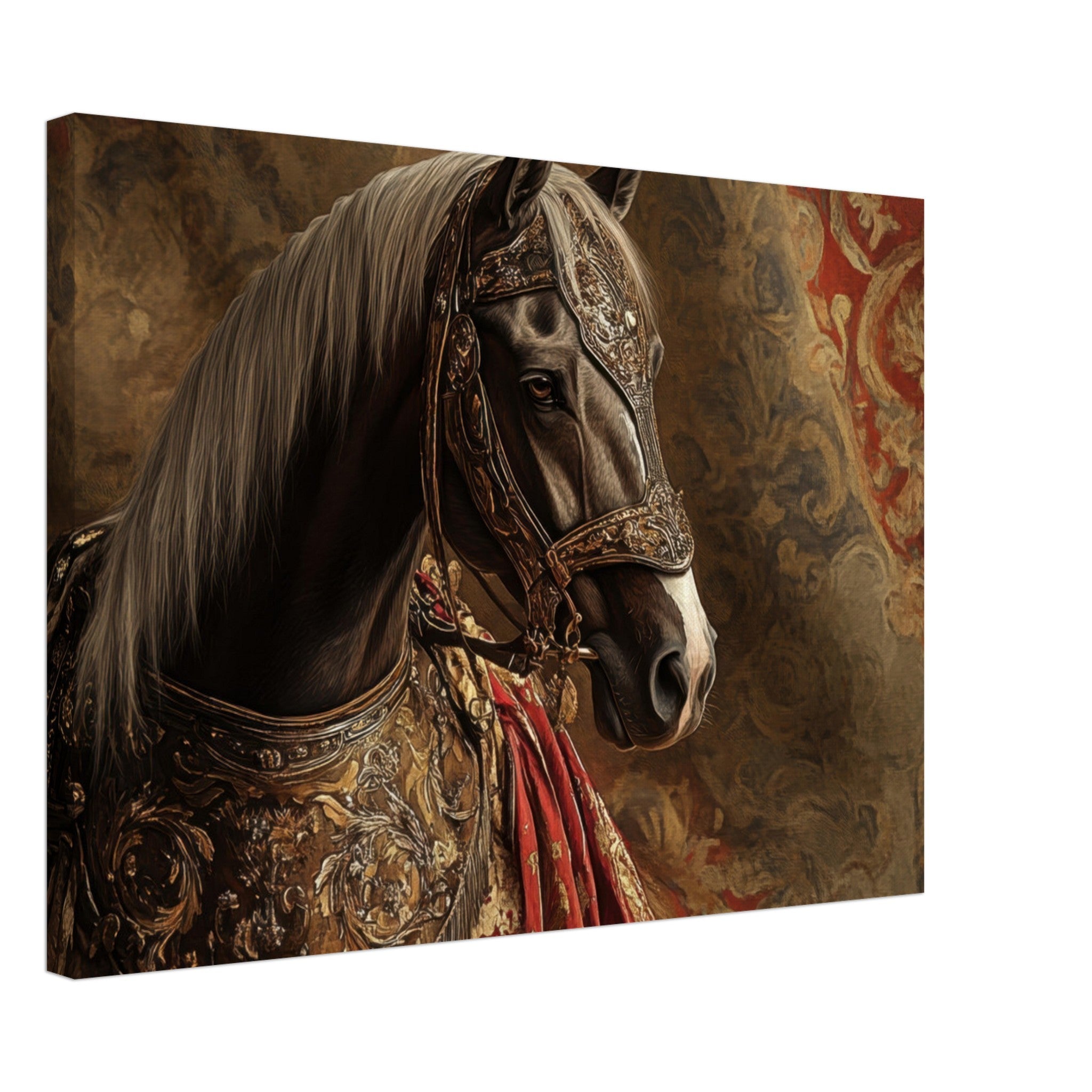 Canvas Landscape - Renaissance Portrait of a Noble Horse A dignified - Shop Ai Art WebShop - Digital Art online Store