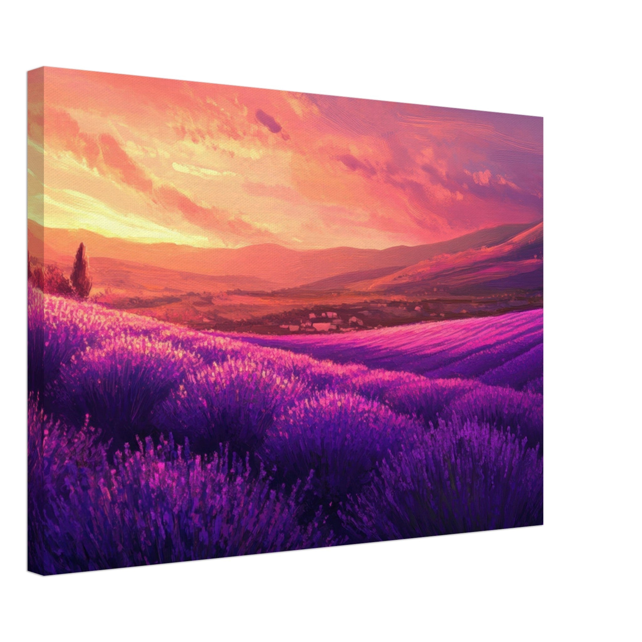 Canvas Landscape - Rolling lavender fields under a pink - hued sunset 2 - Shop Ai Art WebShop - Digital Art online Store