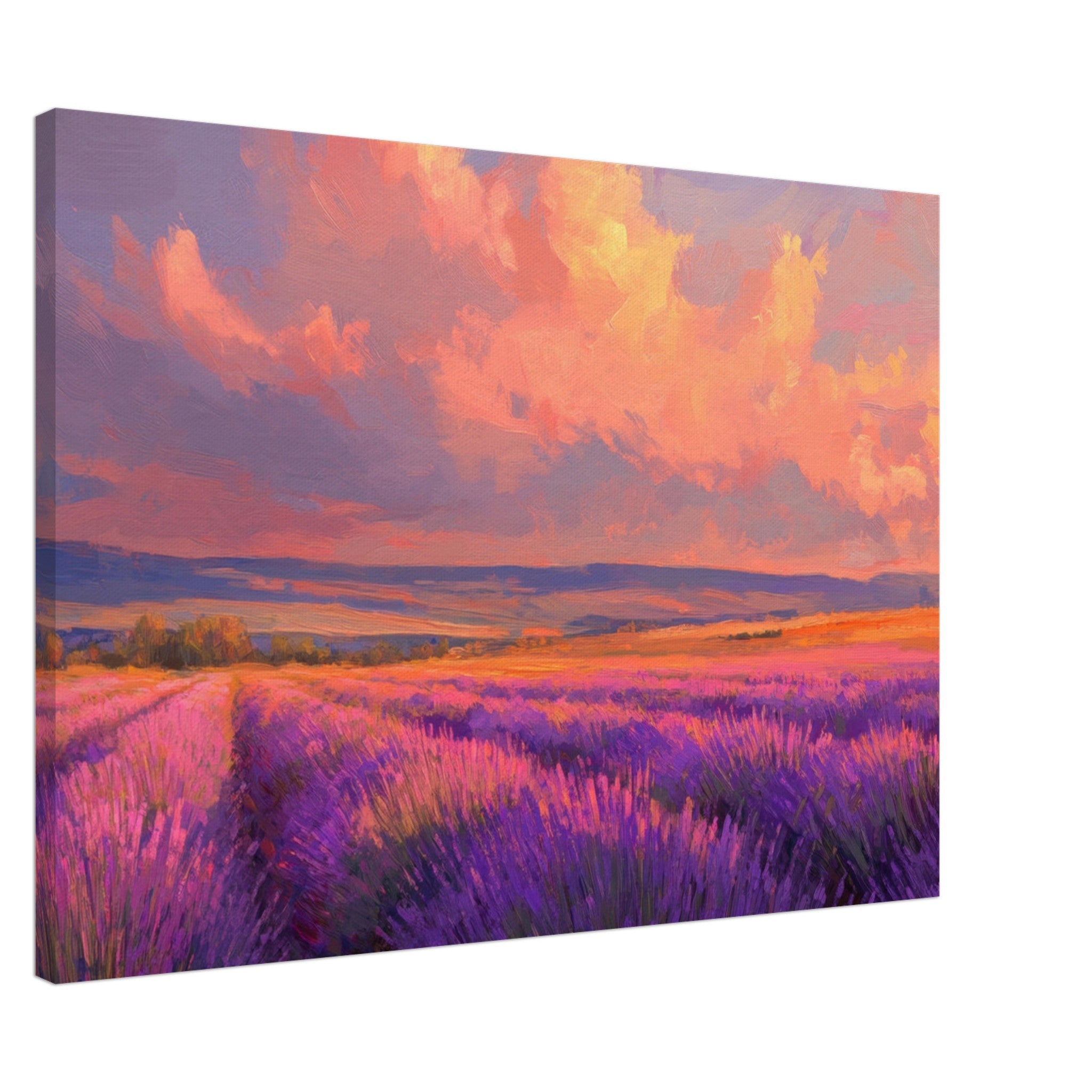 Canvas Landscape - Rolling lavender fields under a pink - hued sunset - Shop Ai Art WebShop - Digital Art online Store
