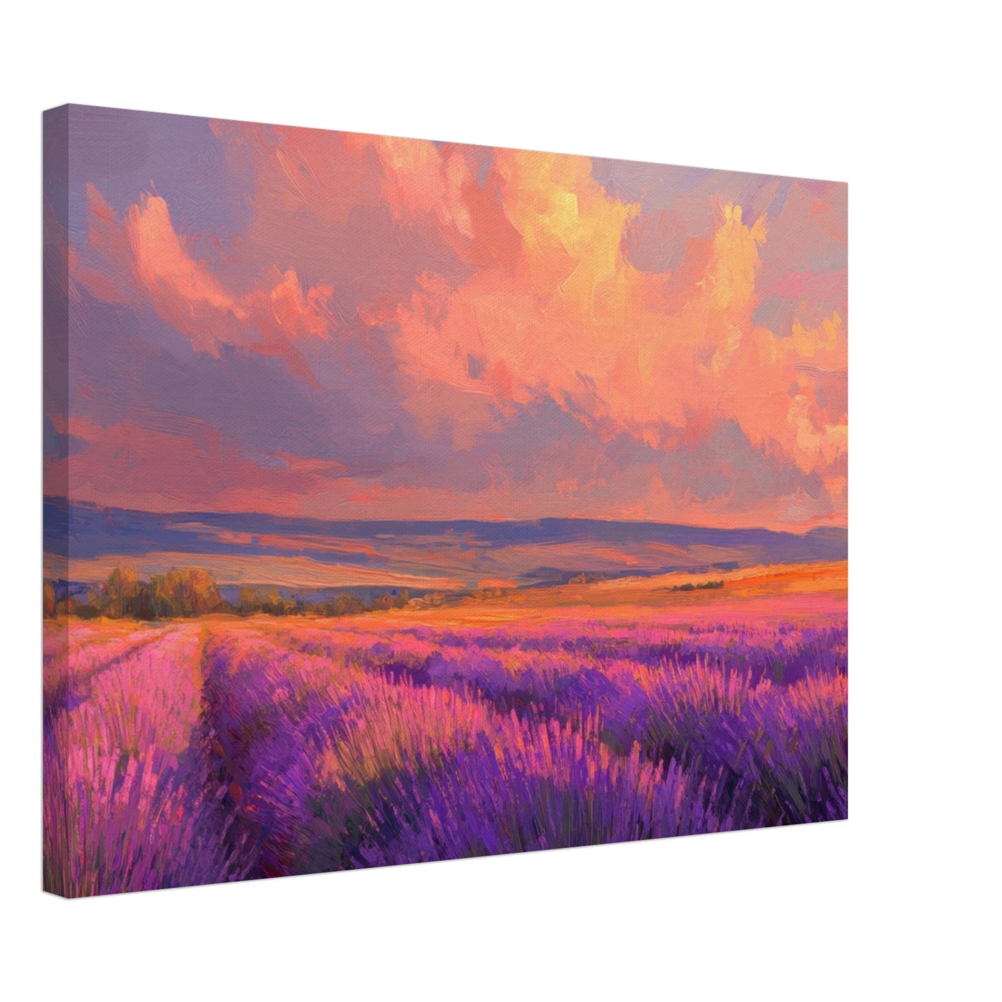 Canvas Landscape - Rolling lavender fields under a pink - hued sunset - Shop Ai Art WebShop - Digital Art online Store