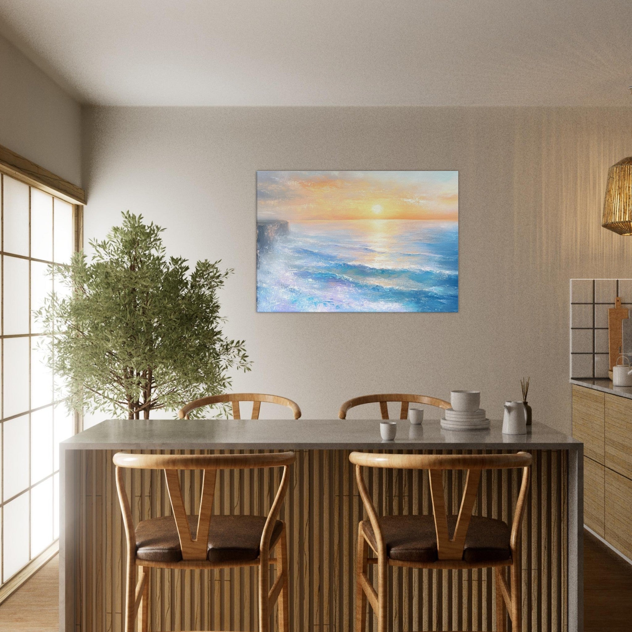 Canvas Landscape - Seaside Cliff at Sunrise A breathtaking Empress - Shop Ai Art WebShop - Digital Art online Store