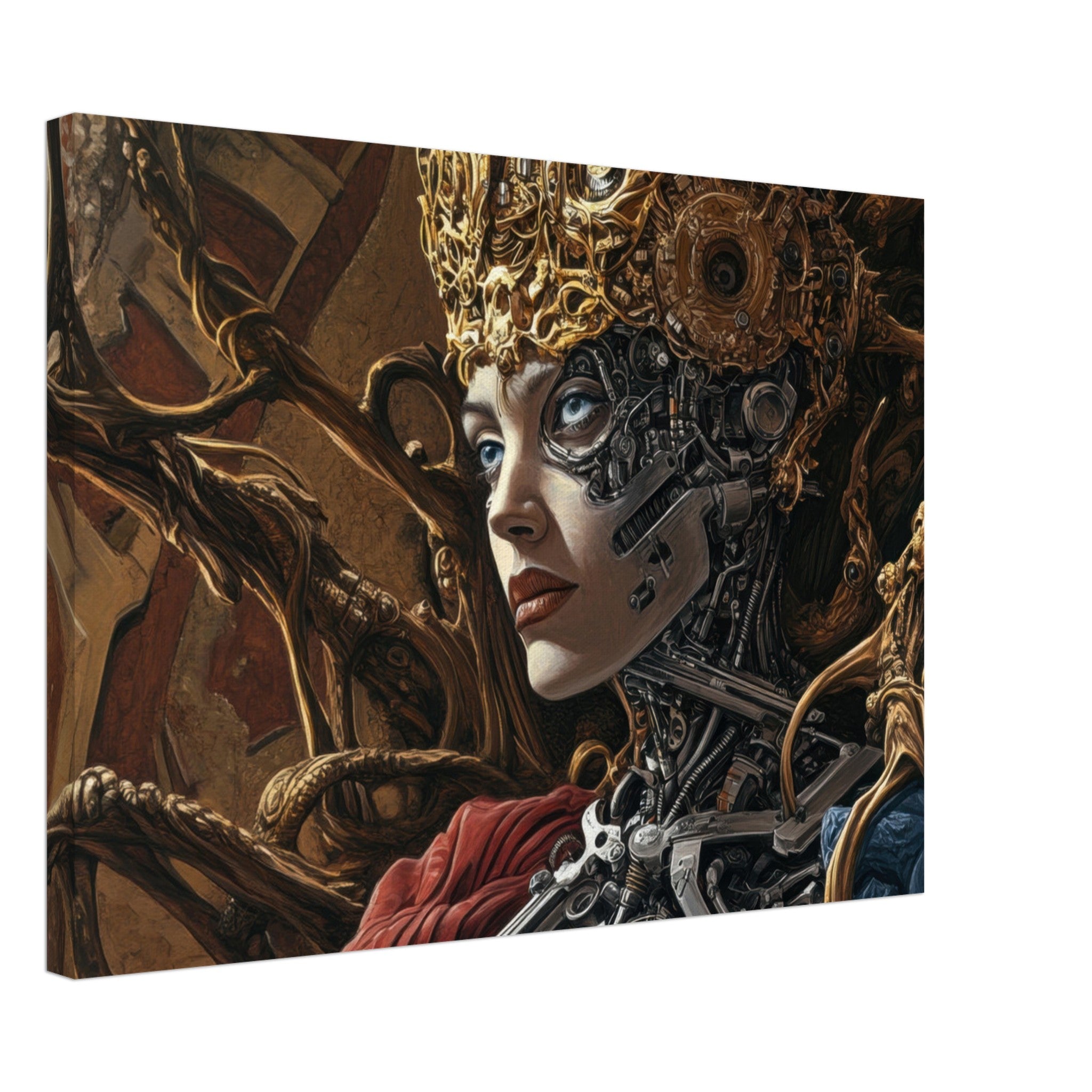 Canvas Landscape - Surrealist Hybrid Queen on a Biomechanical Thrown 3 - Shop Ai Art WebShop - Digital Art online Store