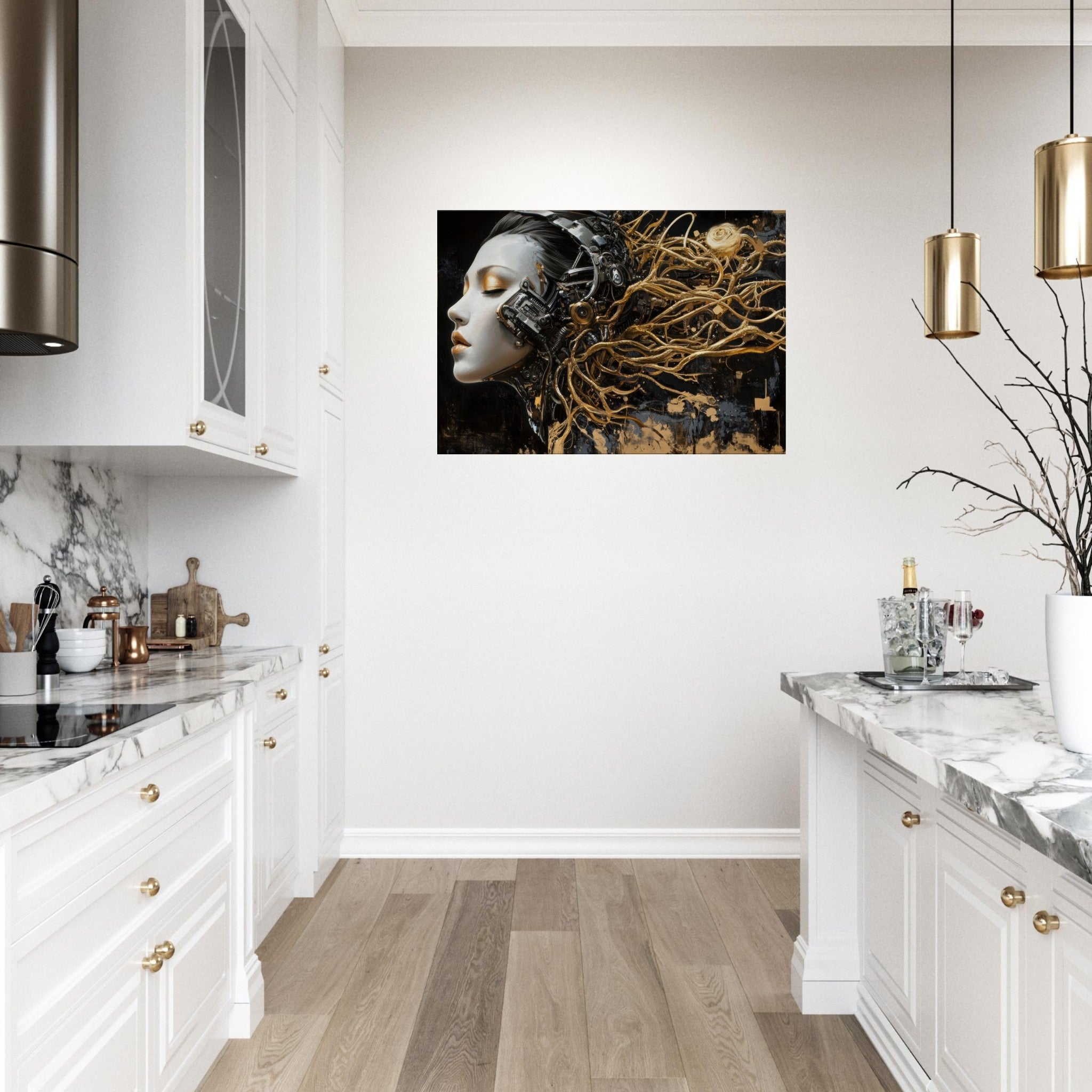 Canvas Landscape - Surrealist Hybrid Queen on a Biomechanical Thrown 5 - Shop Ai Art WebShop - Digital Art online Store