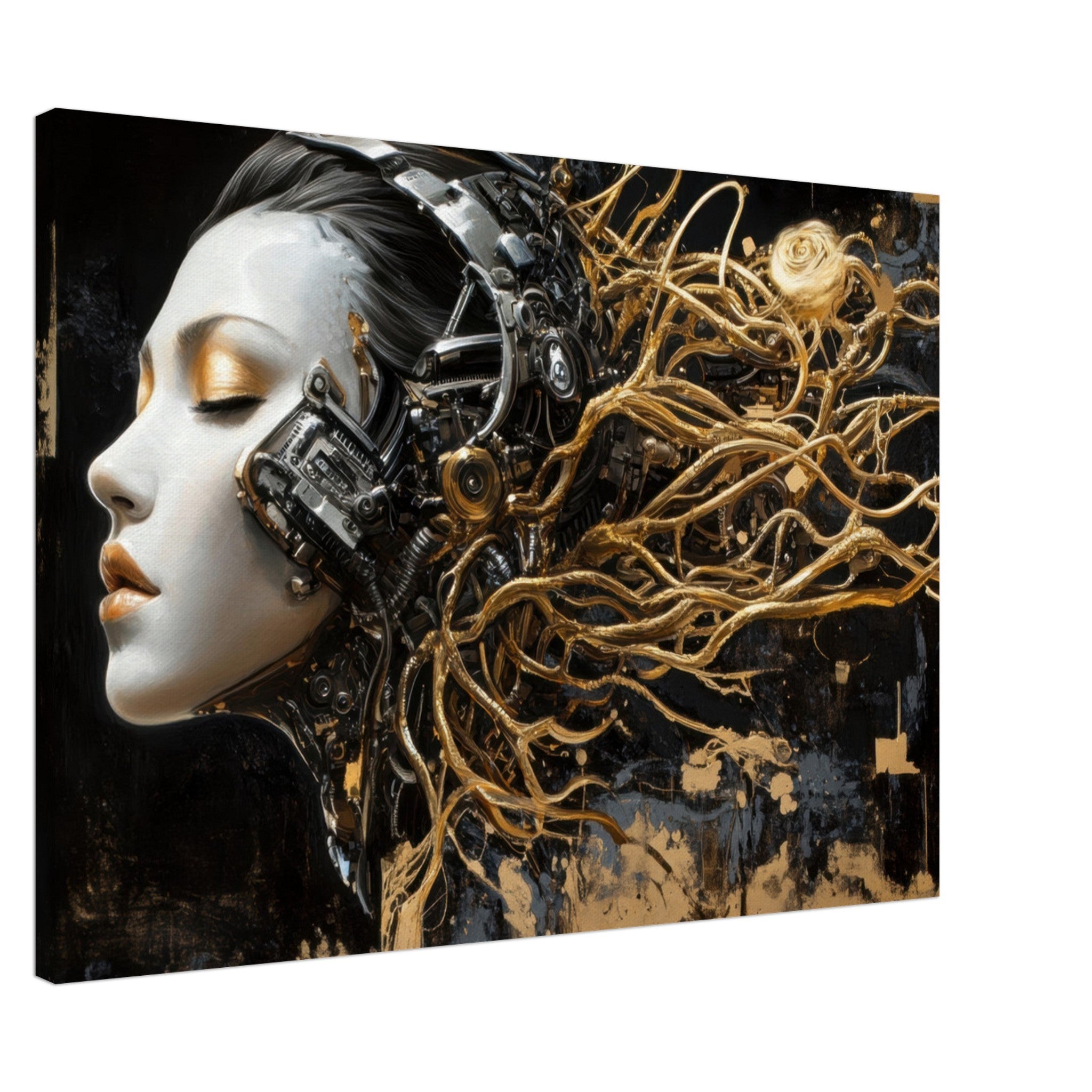 Canvas Landscape - Surrealist Hybrid Queen on a Biomechanical Thrown 5 - Shop Ai Art WebShop - Digital Art online Store