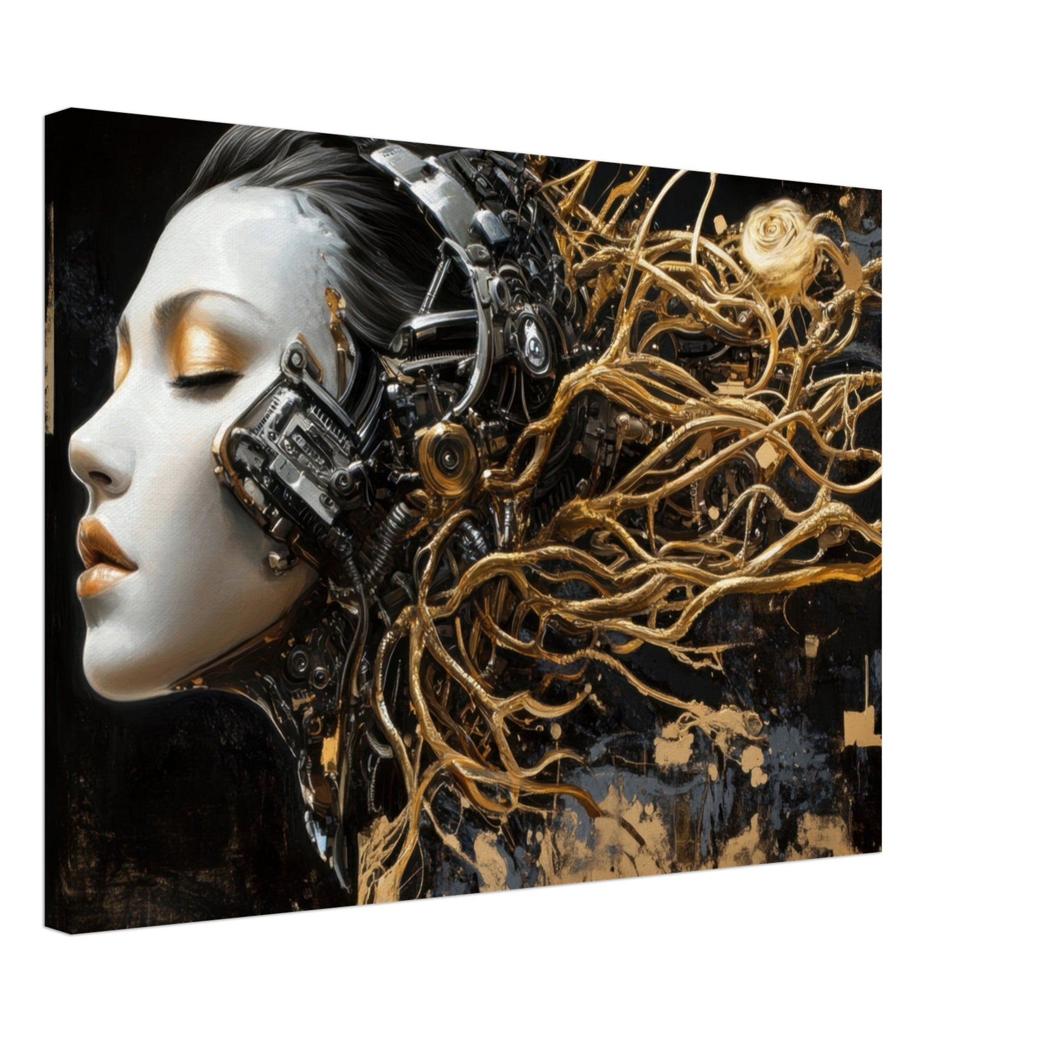 Canvas Landscape - Surrealist Hybrid Queen on a Biomechanical Thrown 5 - Shop Ai Art WebShop - Digital Art online Store