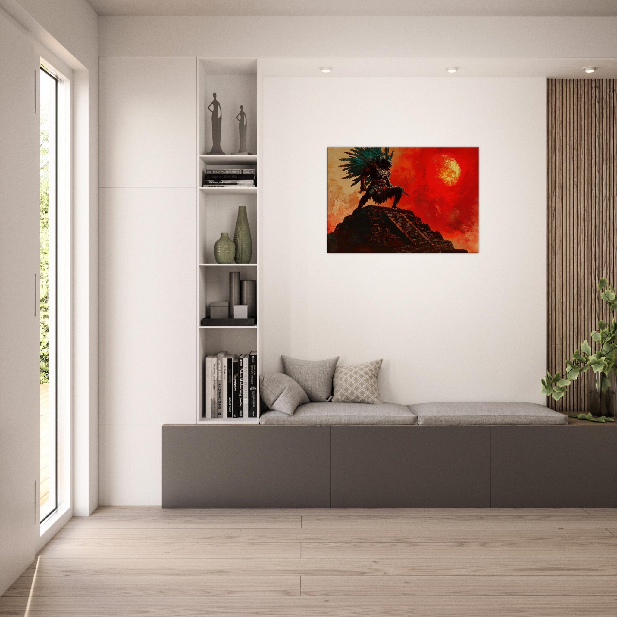 Canvas Landscape - The Aztec Sun Warriors Final Battle Mesoamerican - Shop Ai Art WebShop - Digital Art online Store
