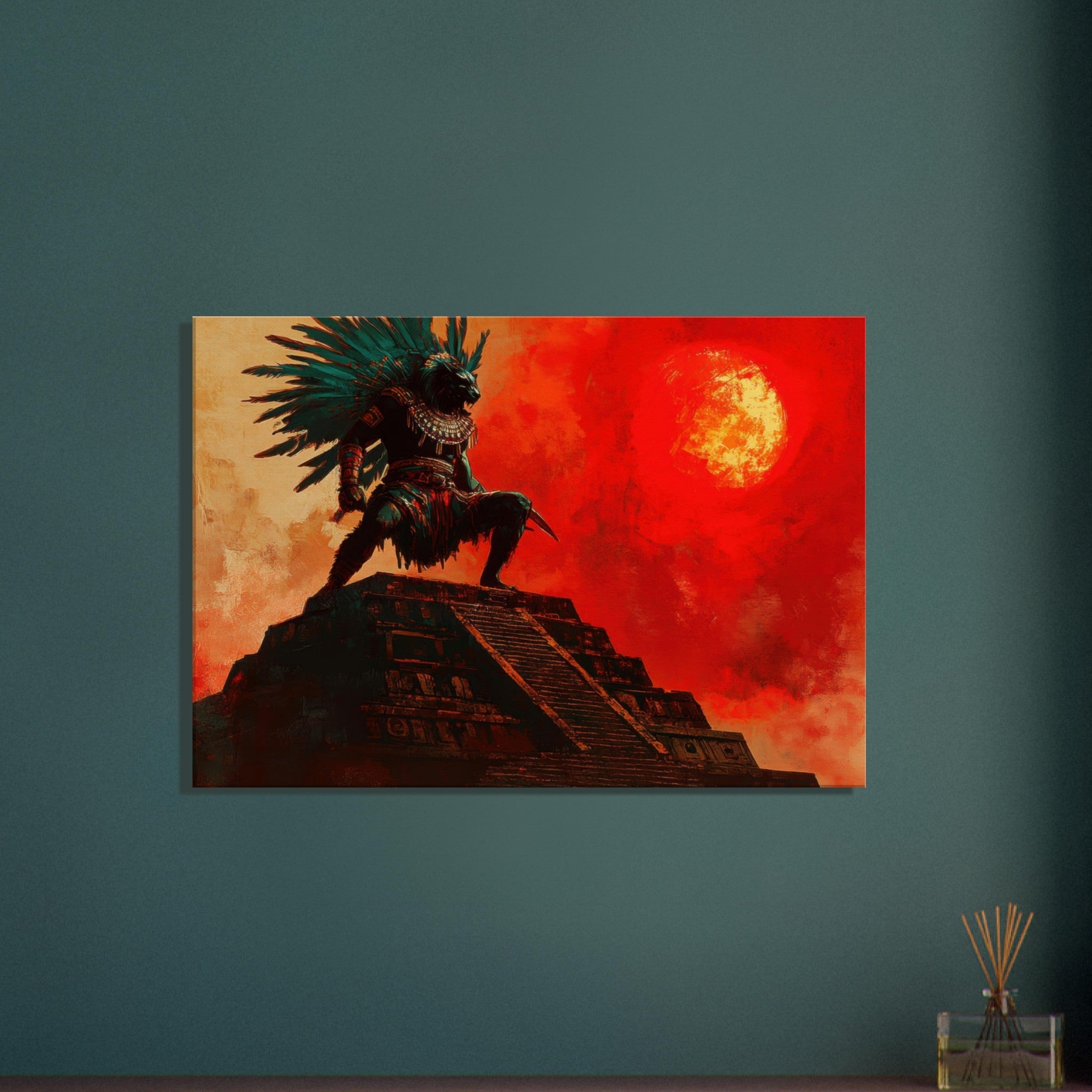 Canvas Landscape - The Aztec Sun Warriors Final Battle Mesoamerican - Shop Ai Art WebShop - Digital Art online Store