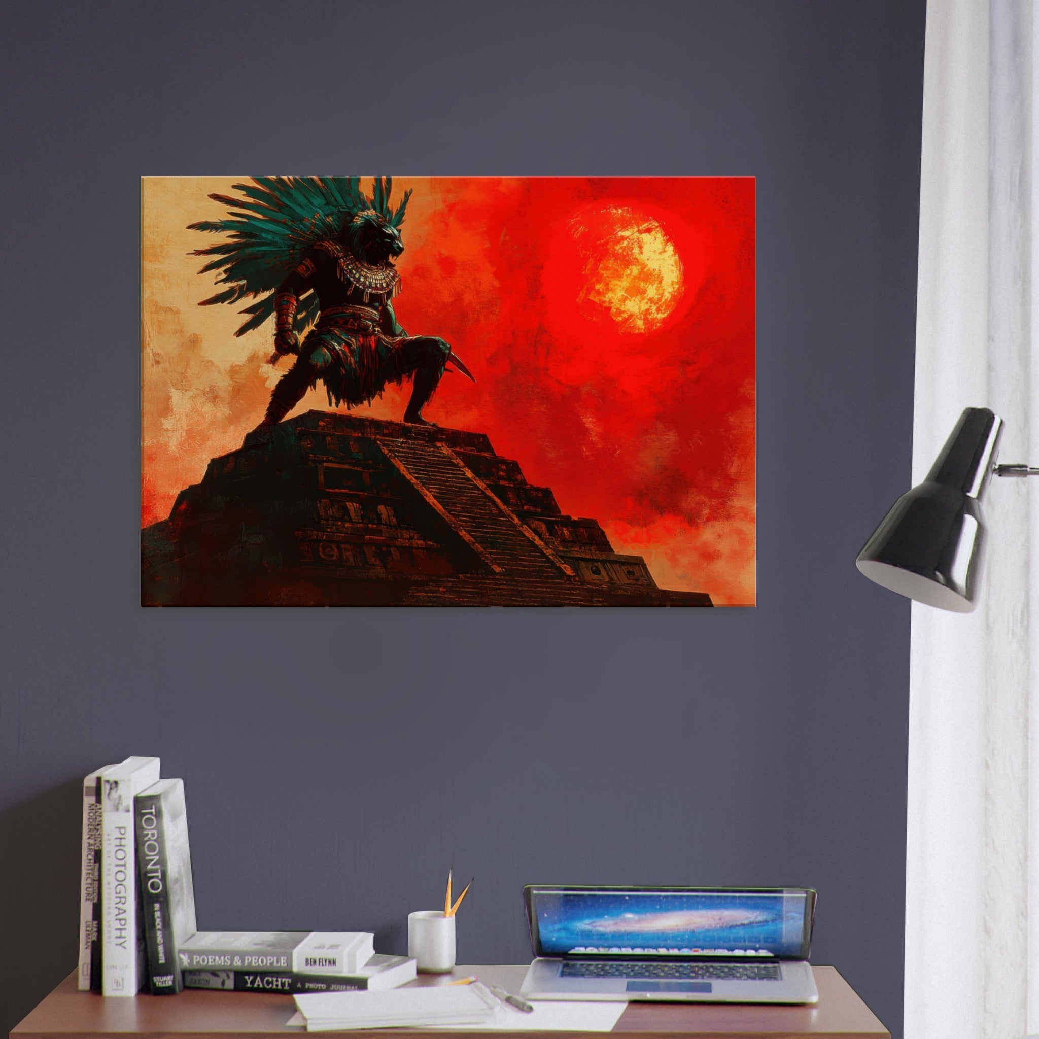 Canvas Landscape - The Aztec Sun Warriors Final Battle Mesoamerican - Shop Ai Art WebShop - Digital Art online Store