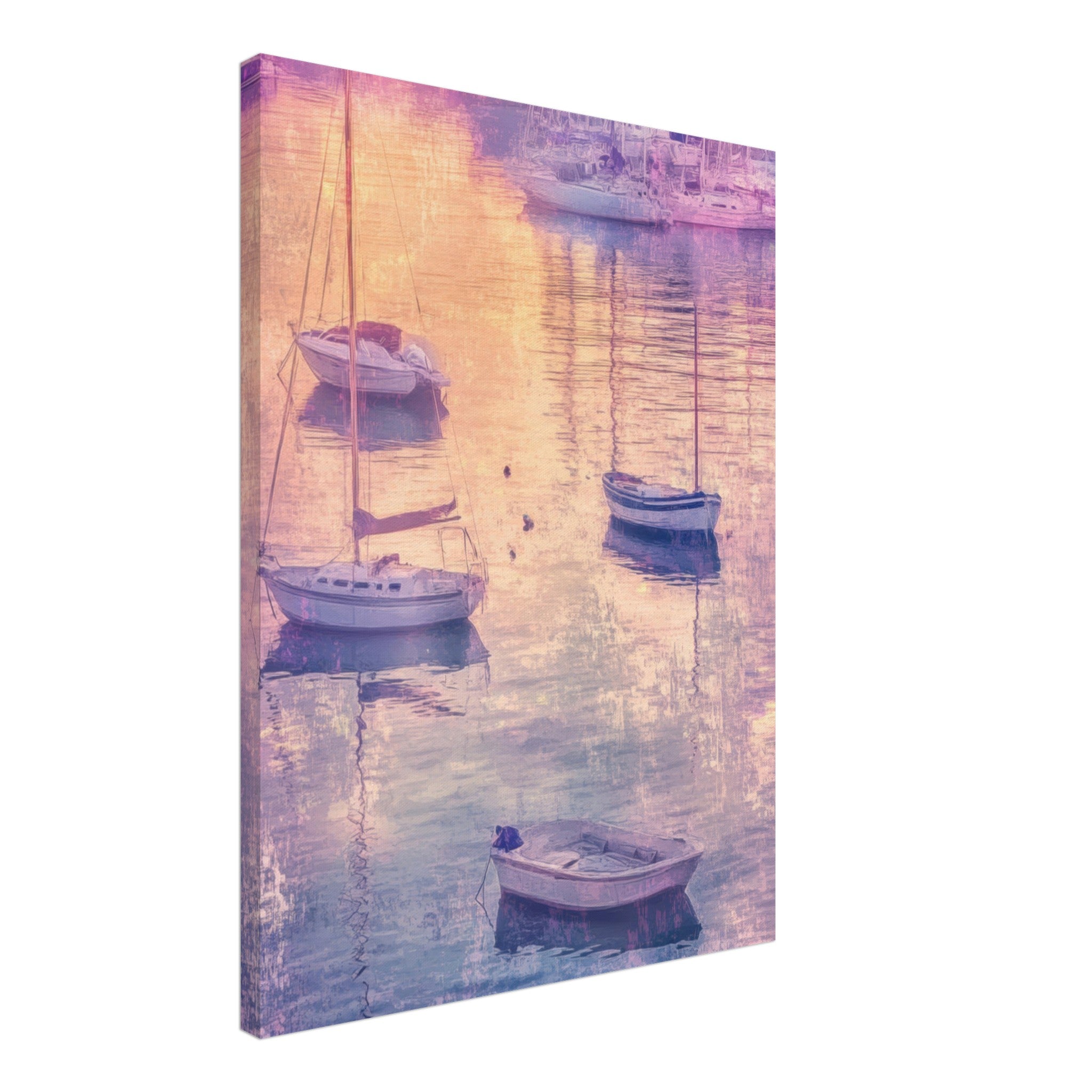 Canvas Portrait - Boats at Dusk A harbor filled with gently rocky 3 - Shop Ai Art WebShop - Digital Art online Store