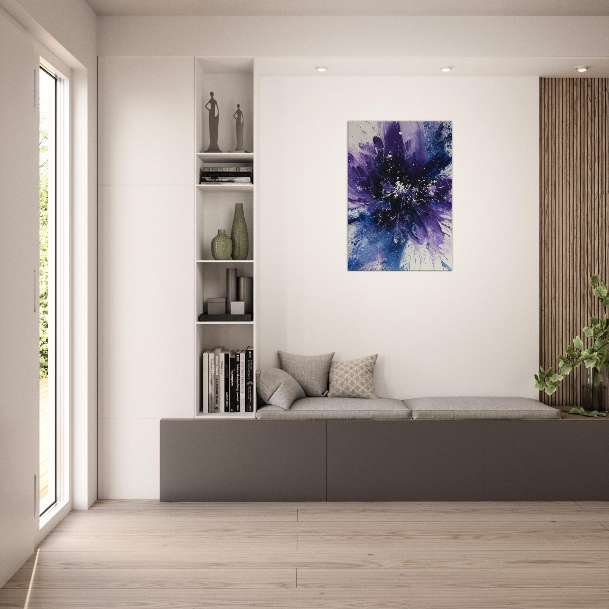 Canvas Portrait - Cosmic Bloom An abstract explosion of deep purple - Shop Ai Art WebShop - Digital Art online Store