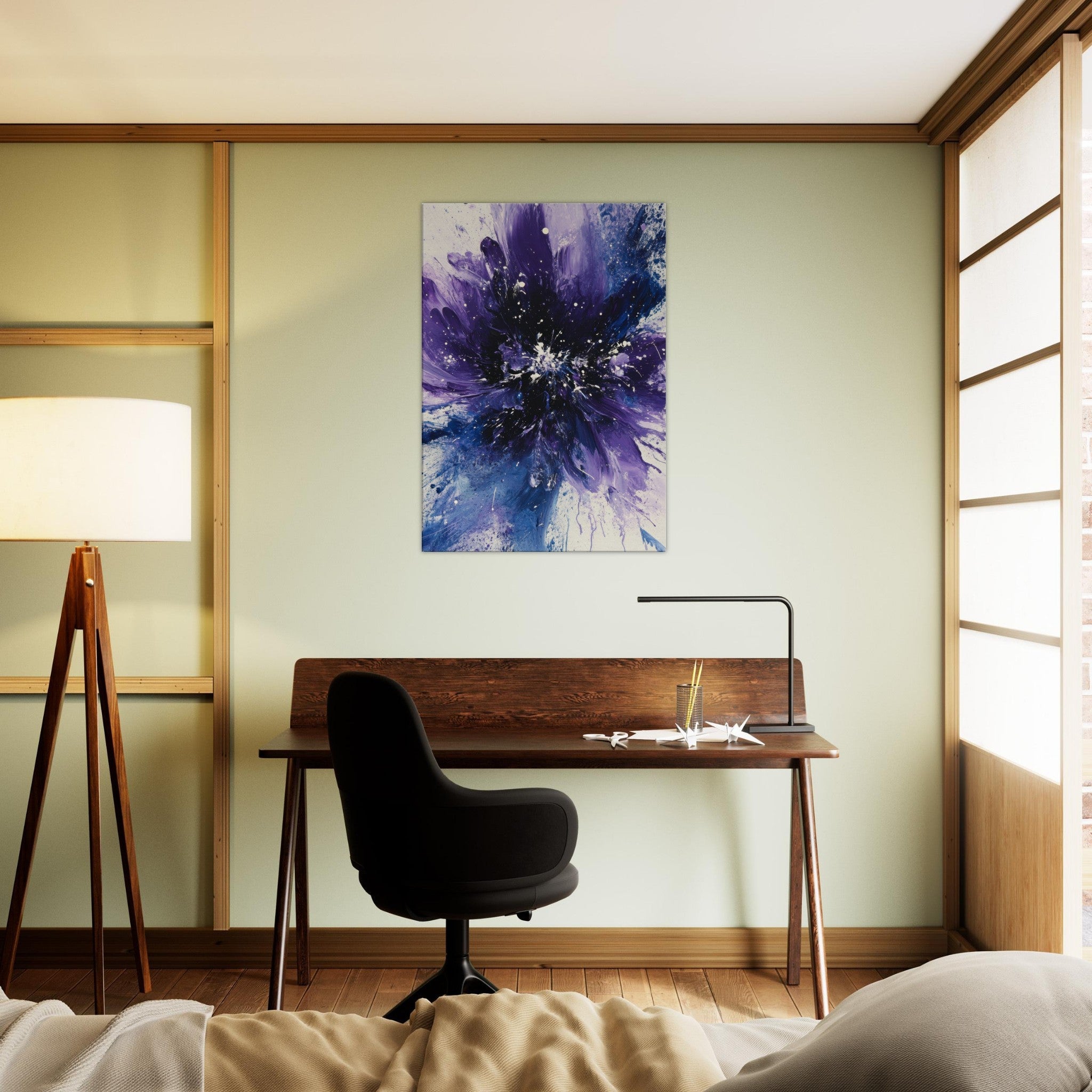 Canvas Portrait - Cosmic Bloom An abstract explosion of deep purple - Shop Ai Art WebShop - Digital Art online Store