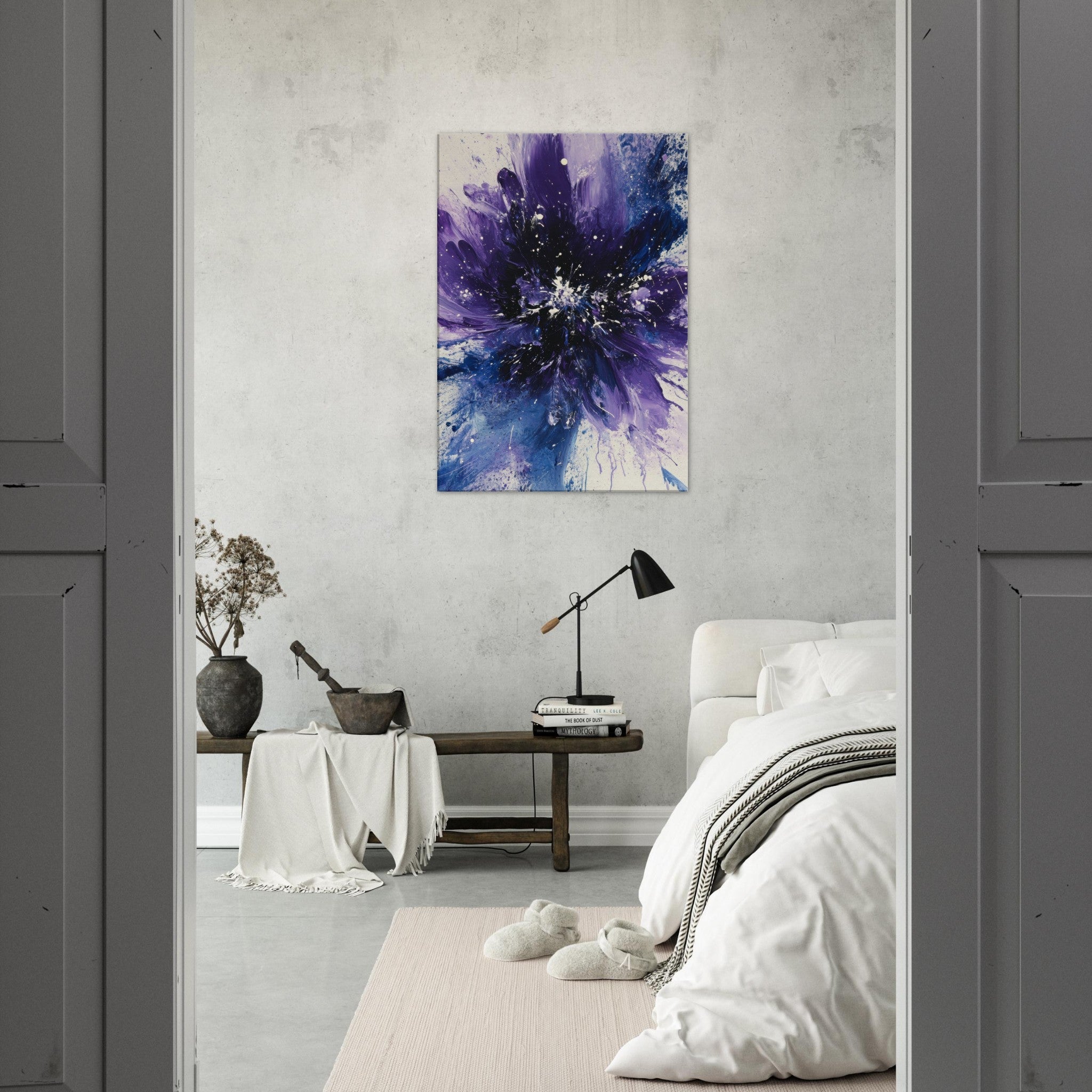 Canvas Portrait - Cosmic Bloom An abstract explosion of deep purple - Shop Ai Art WebShop - Digital Art online Store