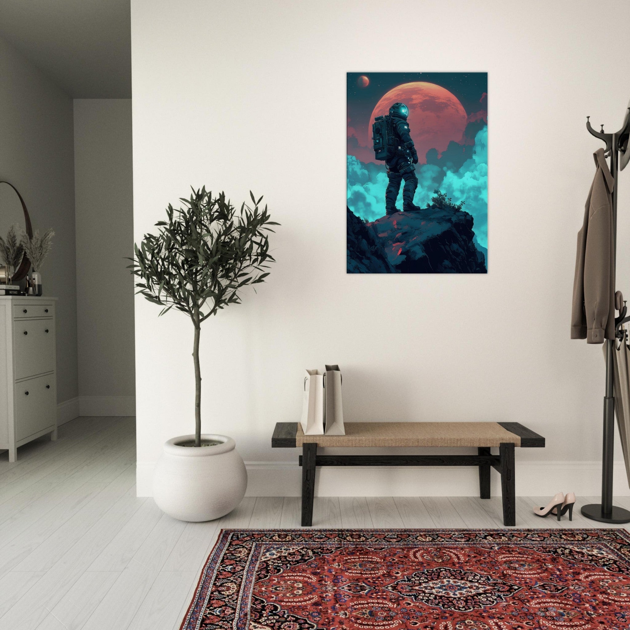 Canvas Portrait - Galactic Explorer in Alien Desert A lone strong 3 - Shop Ai Art WebShop - Digital Art online Store
