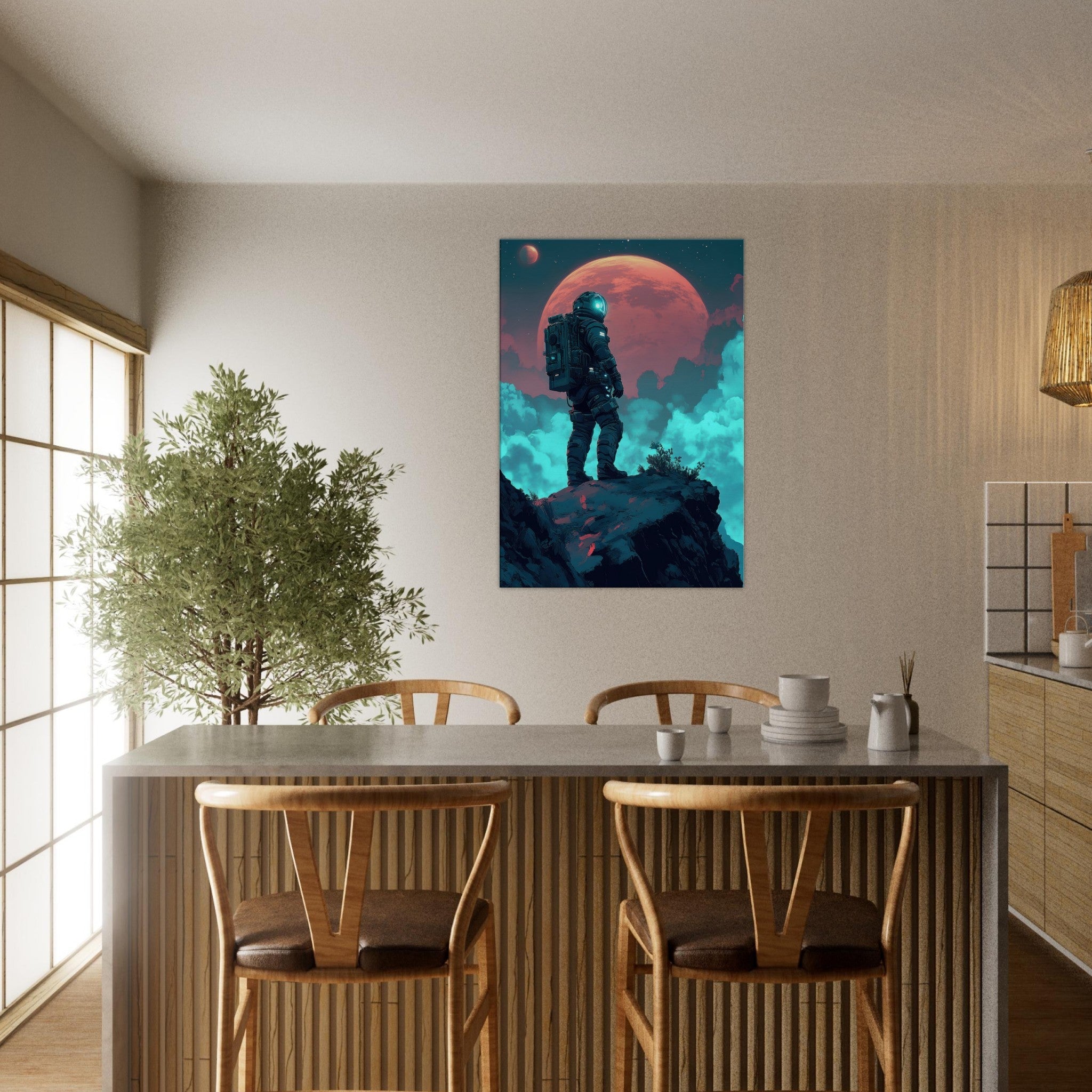 Canvas Portrait - Galactic Explorer in Alien Desert A lone strong 3 - Shop Ai Art WebShop - Digital Art online Store