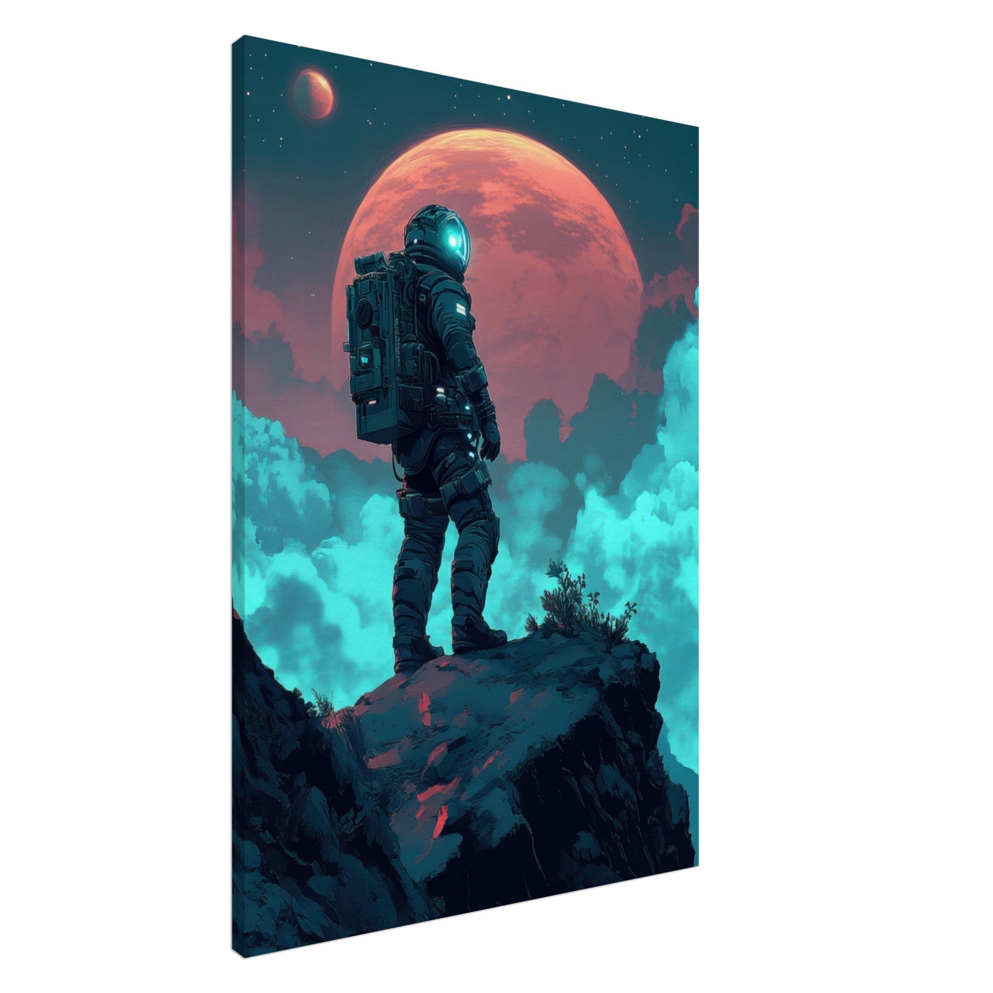 Canvas Portrait - Galactic Explorer in Alien Desert A lone strong 3 - Shop Ai Art WebShop - Digital Art online Store