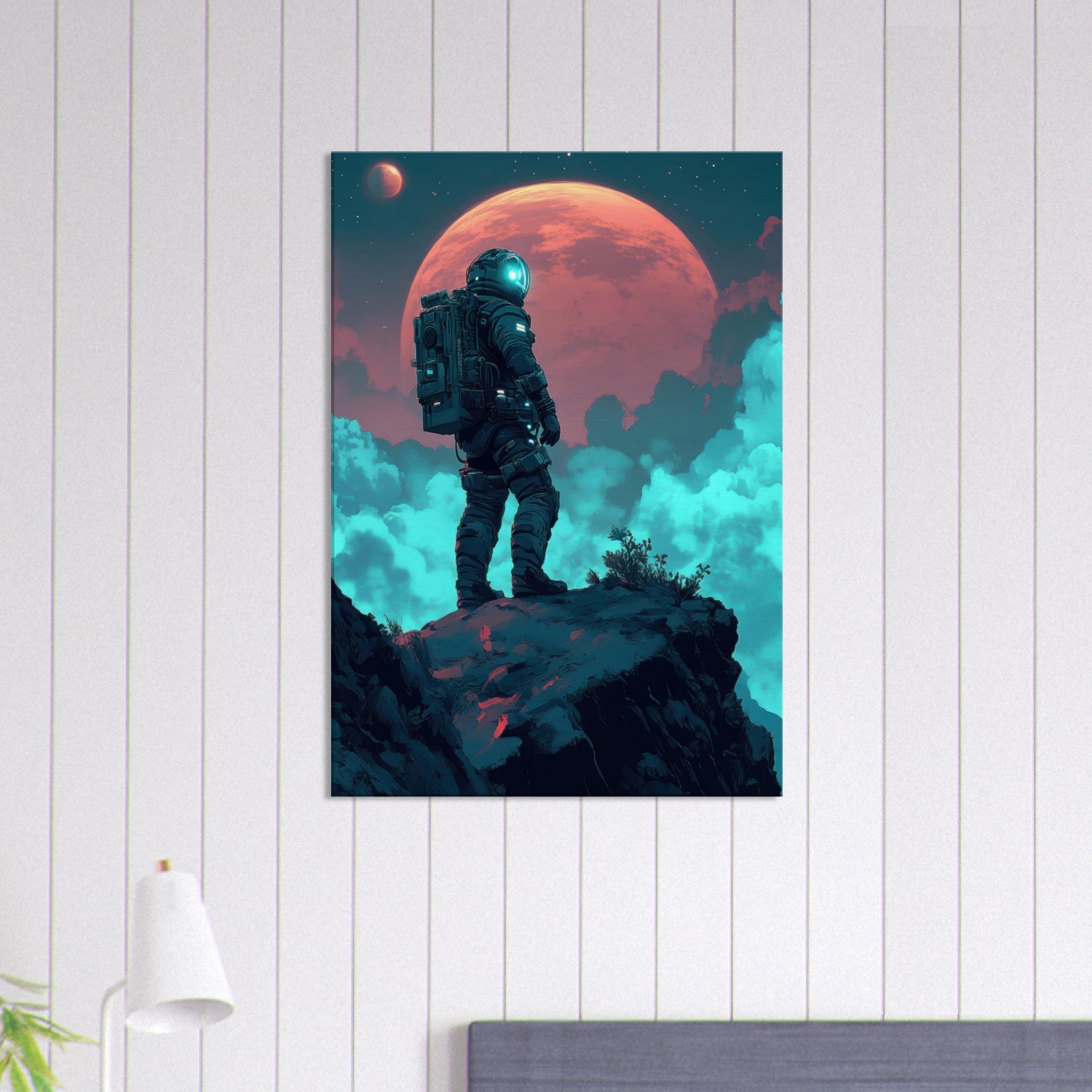 Canvas Portrait - Galactic Explorer in Alien Desert A lone strong 3 - Shop Ai Art WebShop - Digital Art online Store