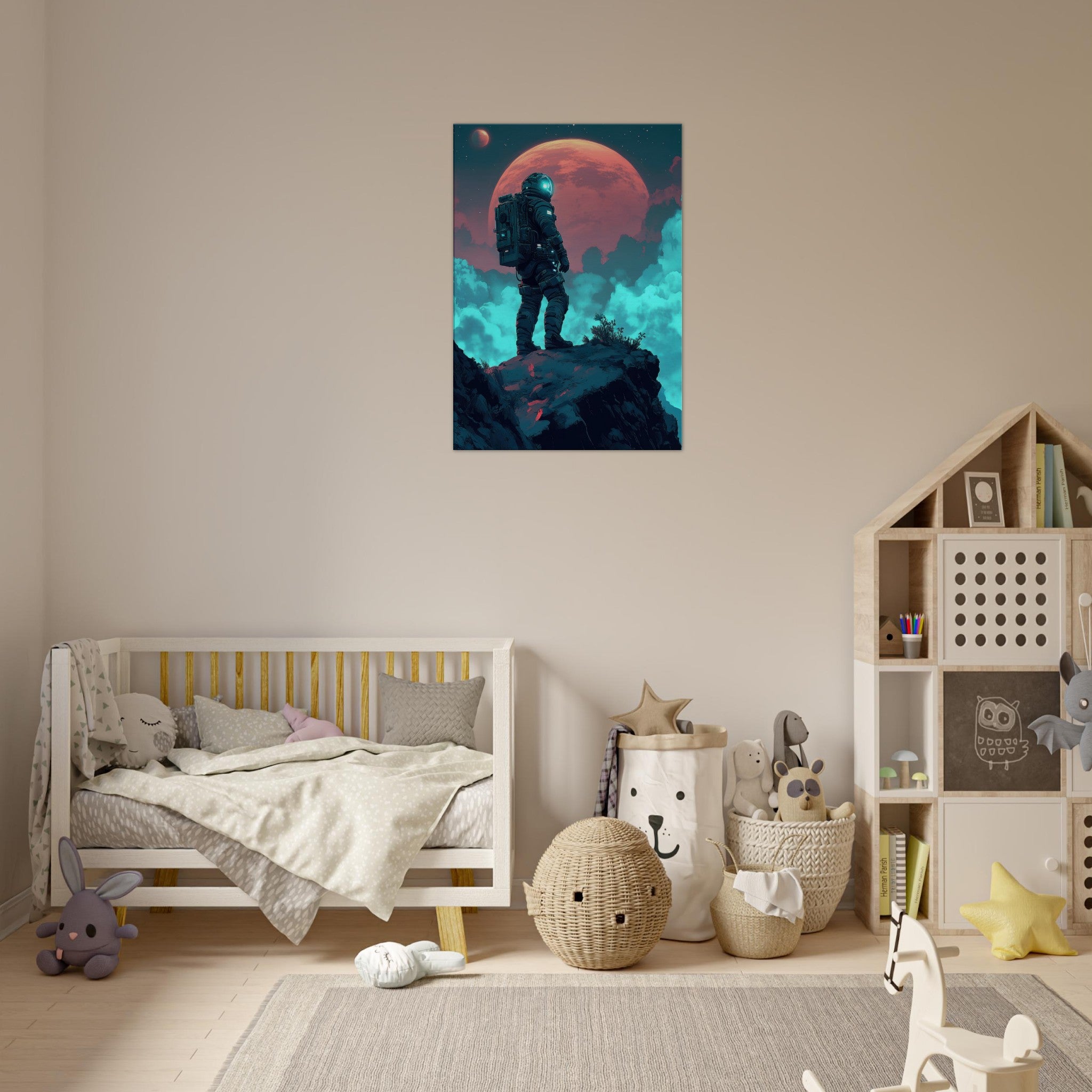 Canvas Portrait - Galactic Explorer in Alien Desert A lone strong 3 - Shop Ai Art WebShop - Digital Art online Store