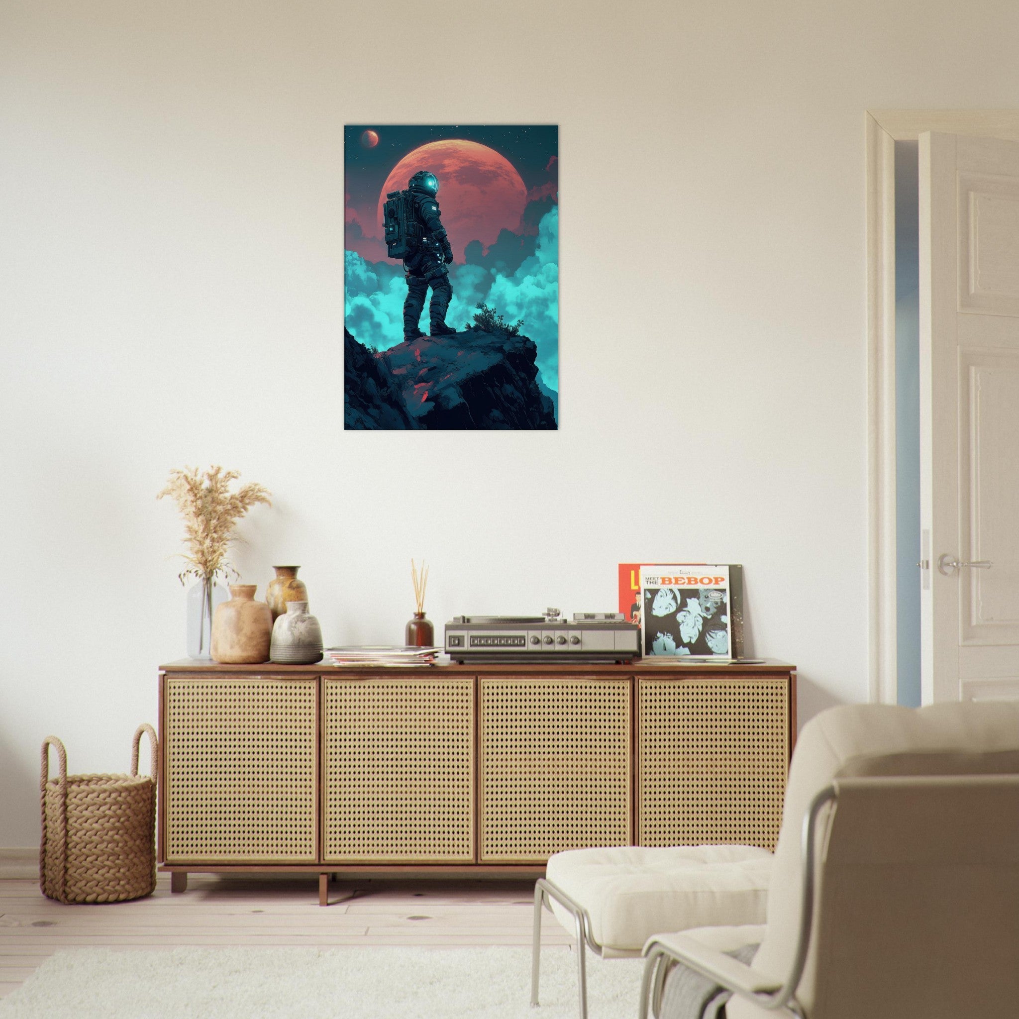 Canvas Portrait - Galactic Explorer in Alien Desert A lone strong 3 - Shop Ai Art WebShop - Digital Art online Store