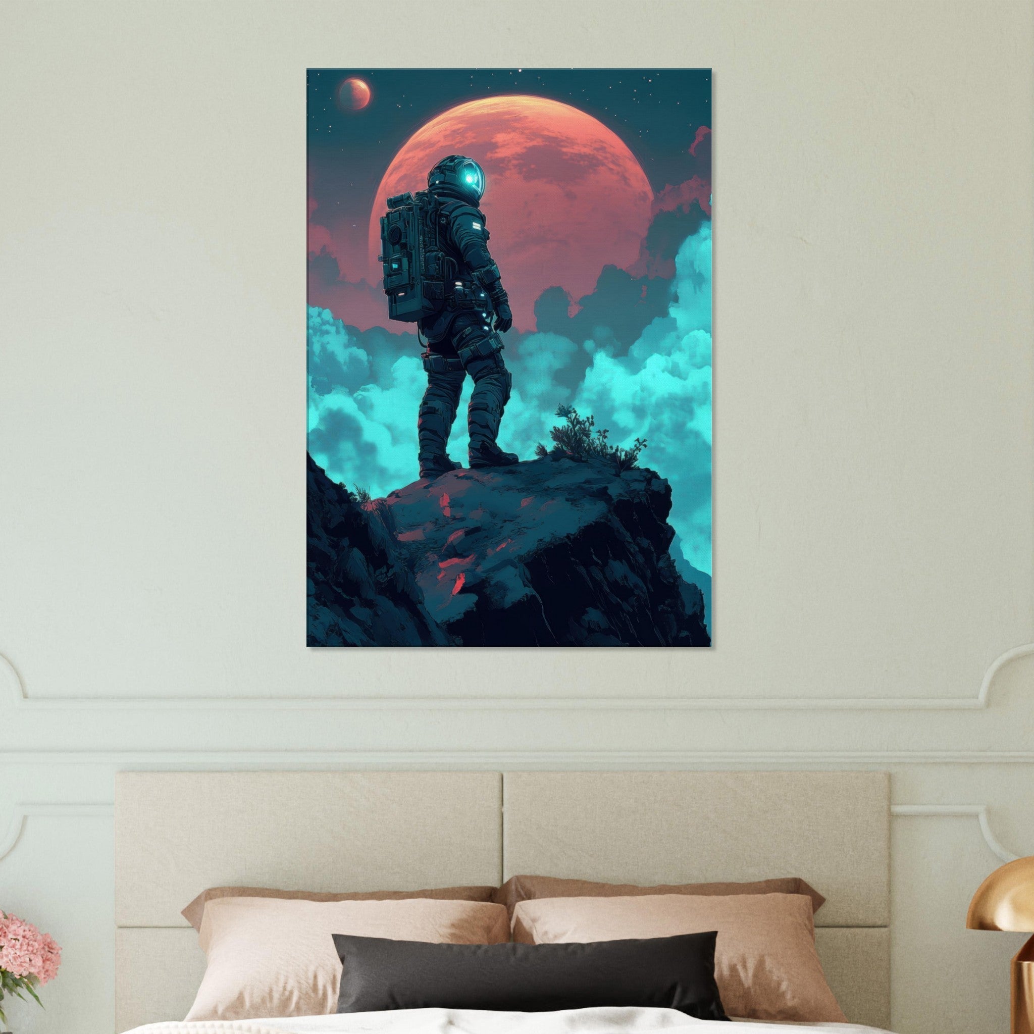 Canvas Portrait - Galactic Explorer in Alien Desert A lone strong 3 - Shop Ai Art WebShop - Digital Art online Store