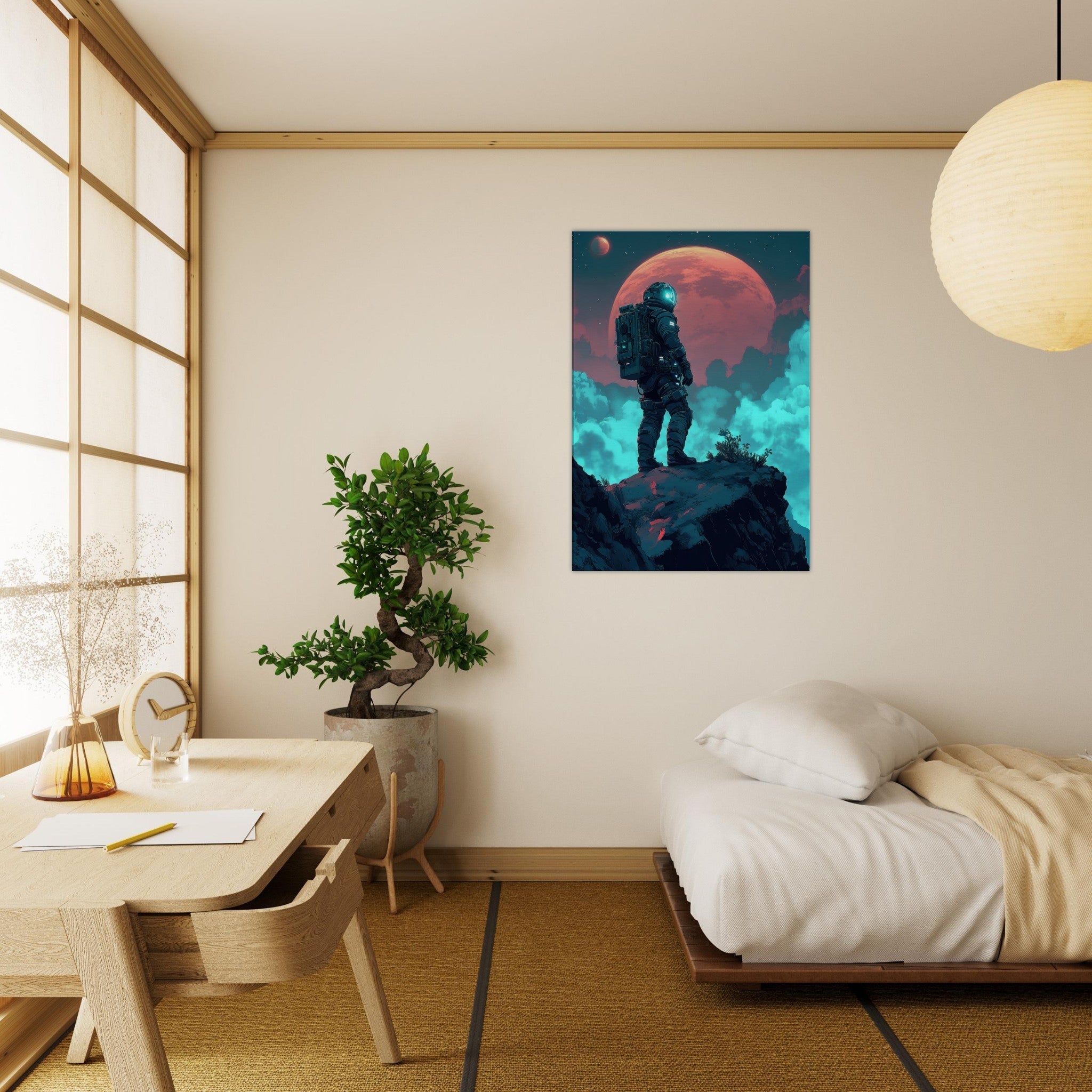 Canvas Portrait - Galactic Explorer in Alien Desert A lone strong 3 - Shop Ai Art WebShop - Digital Art online Store