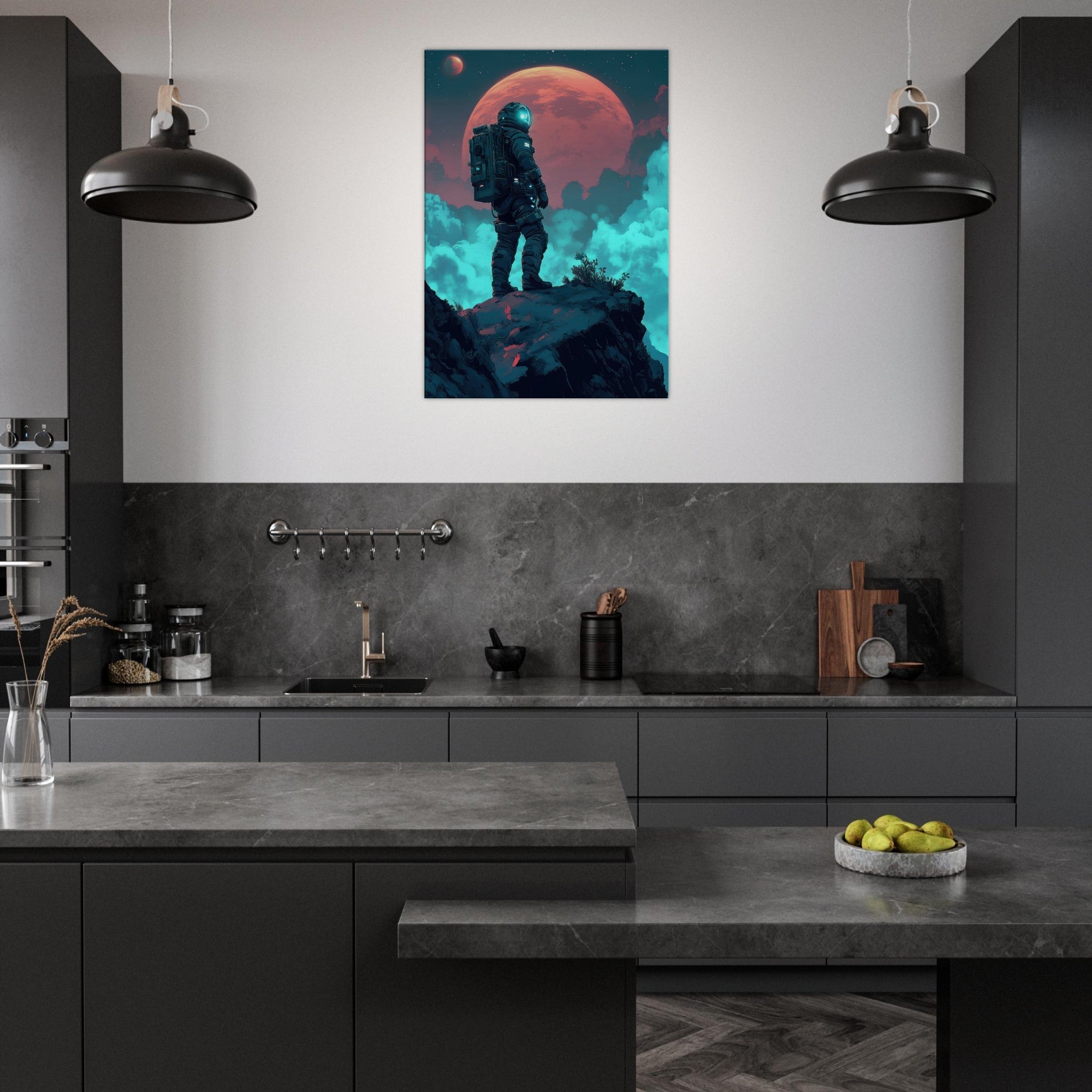Canvas Portrait - Galactic Explorer in Alien Desert A lone strong 3 - Shop Ai Art WebShop - Digital Art online Store