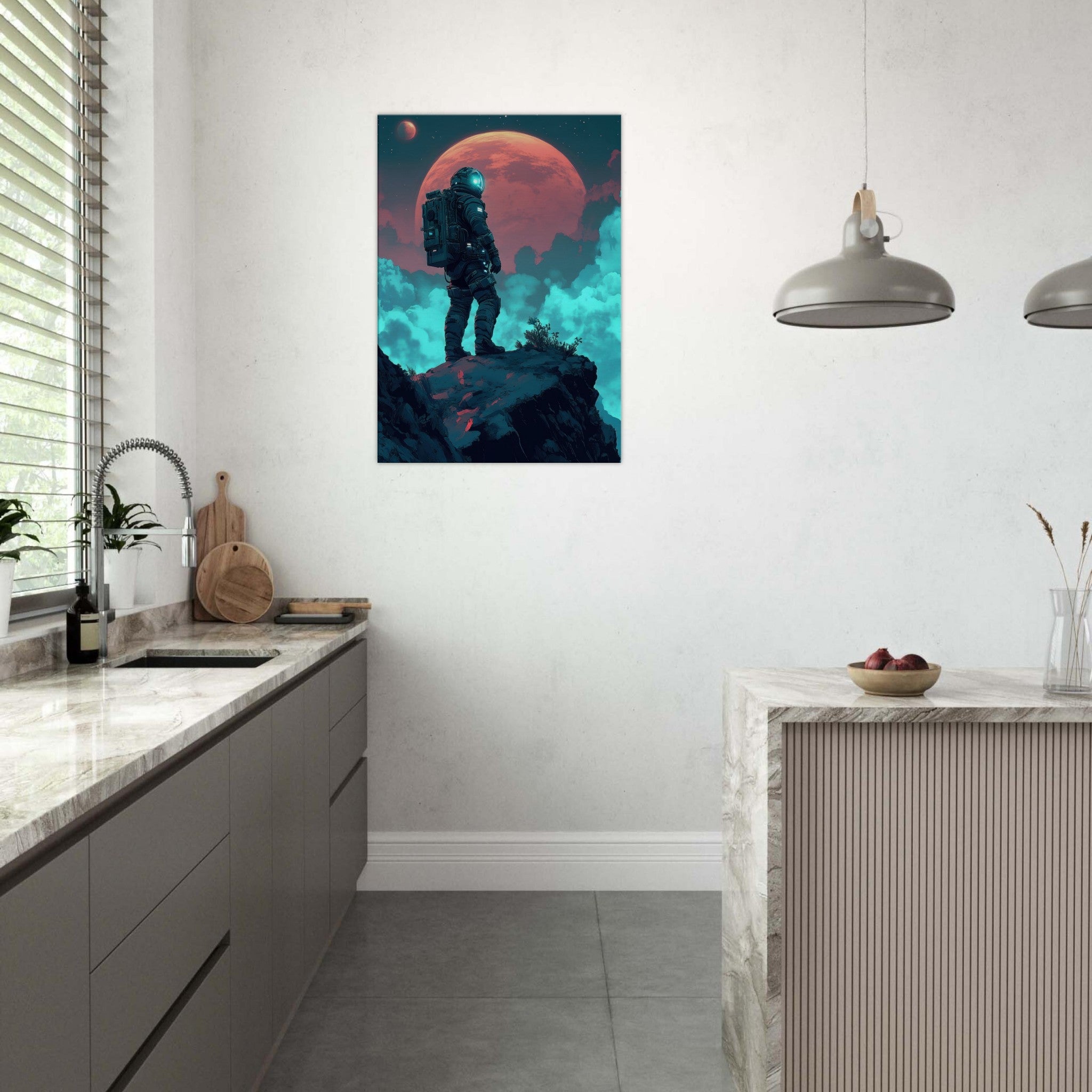 Canvas Portrait - Galactic Explorer in Alien Desert A lone strong 3 - Shop Ai Art WebShop - Digital Art online Store