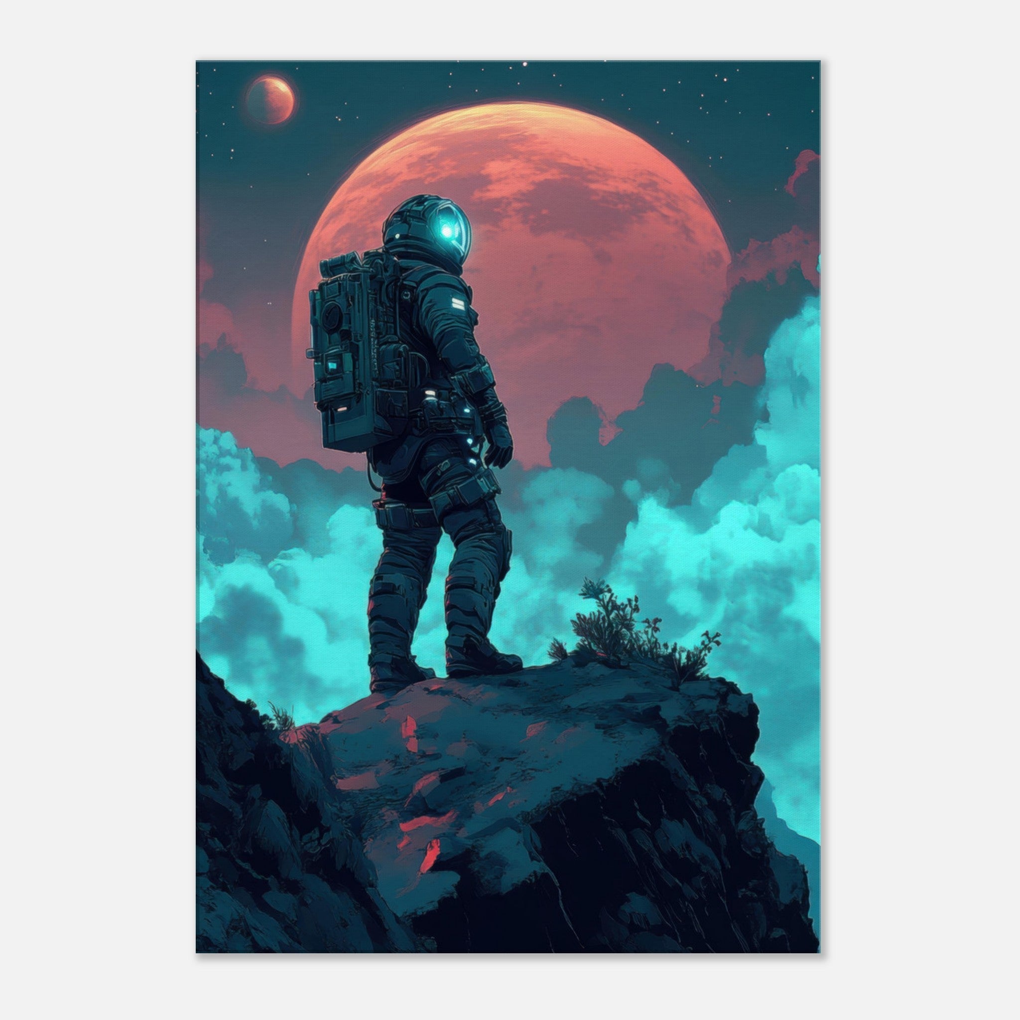 Canvas Portrait - Galactic Explorer in Alien Desert A lone strong 3 - Shop Ai Art WebShop - Digital Art online Store