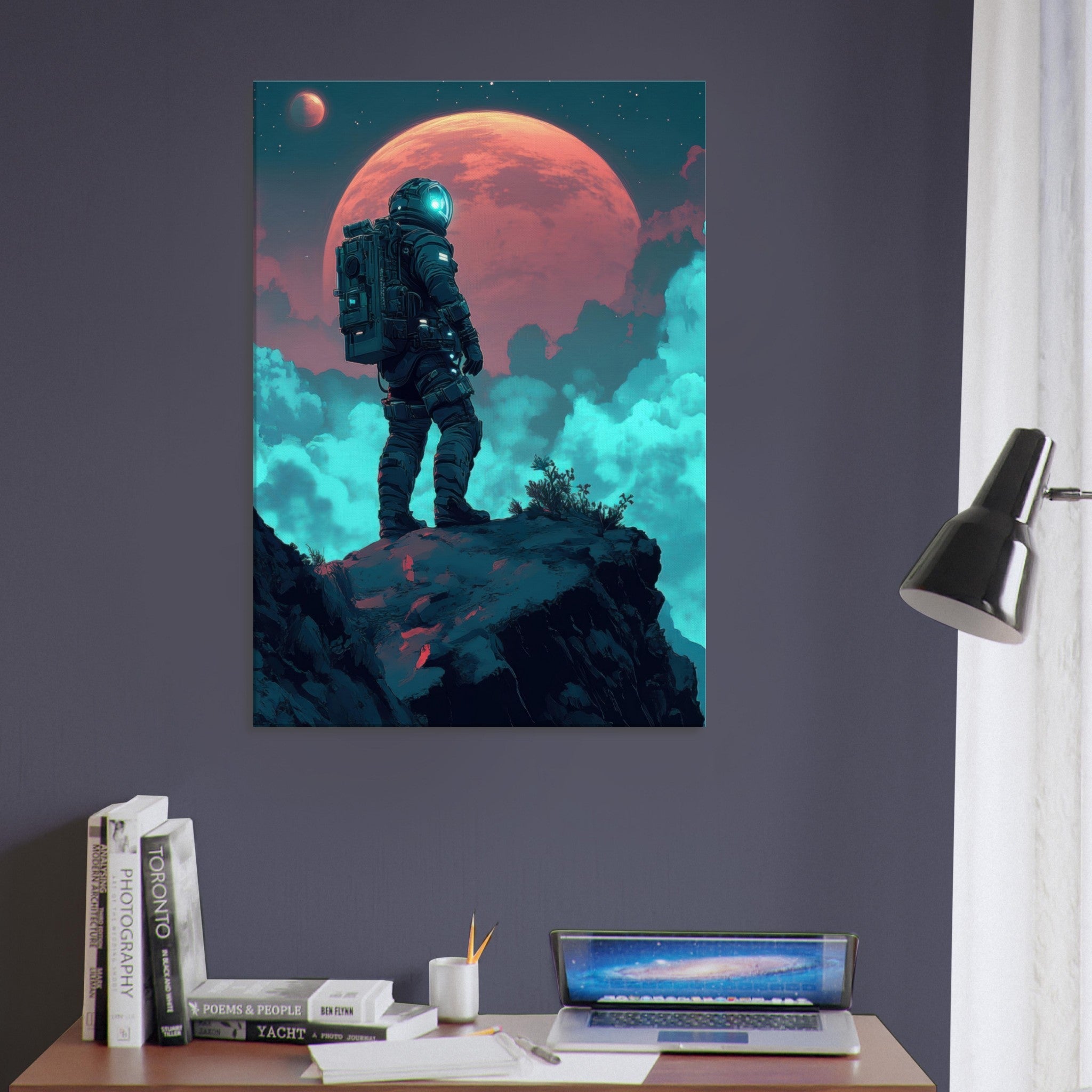 Canvas Portrait - Galactic Explorer in Alien Desert A lone strong 3 - Shop Ai Art WebShop - Digital Art online Store