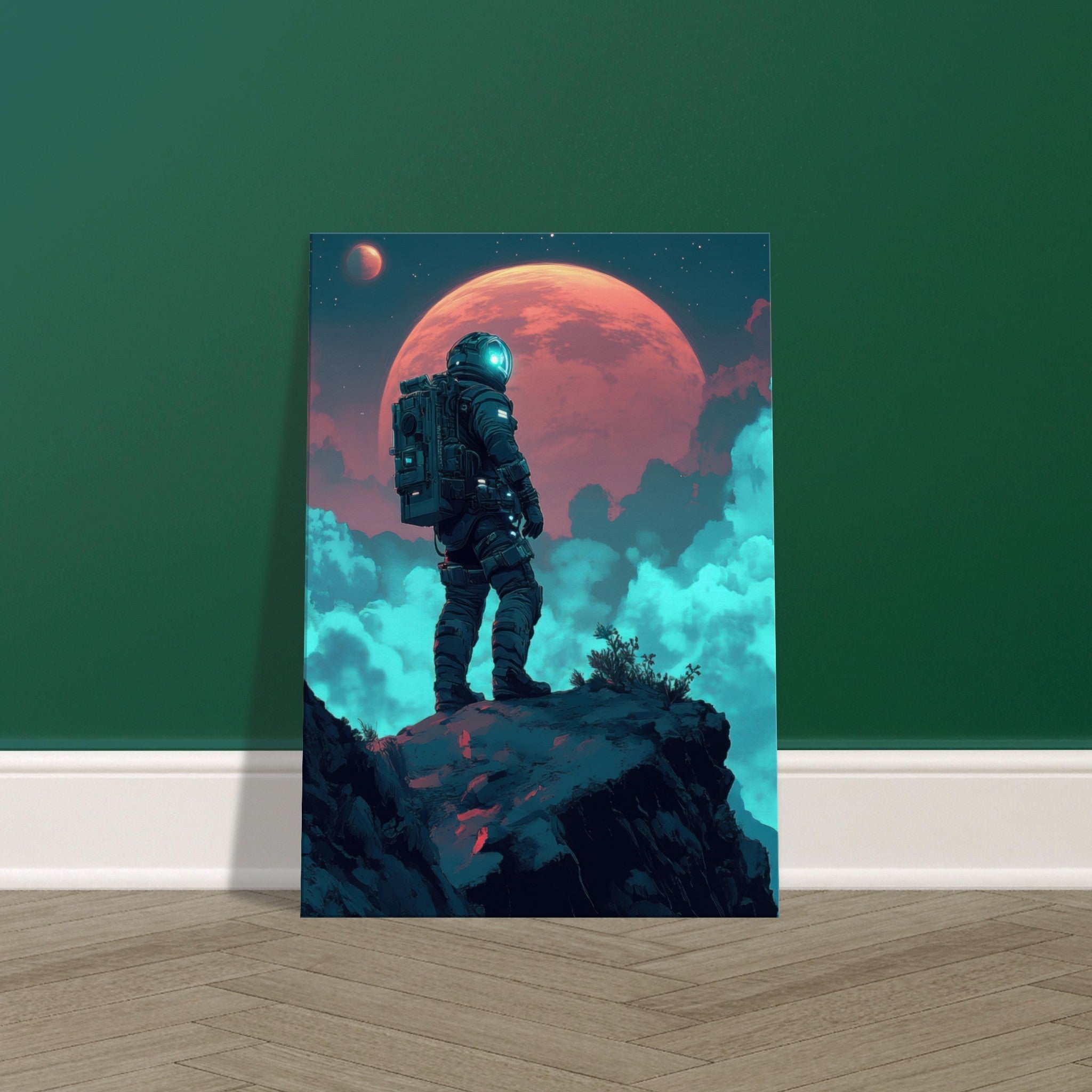 Canvas Portrait - Galactic Explorer in Alien Desert A lone strong 3 - Shop Ai Art WebShop - Digital Art online Store