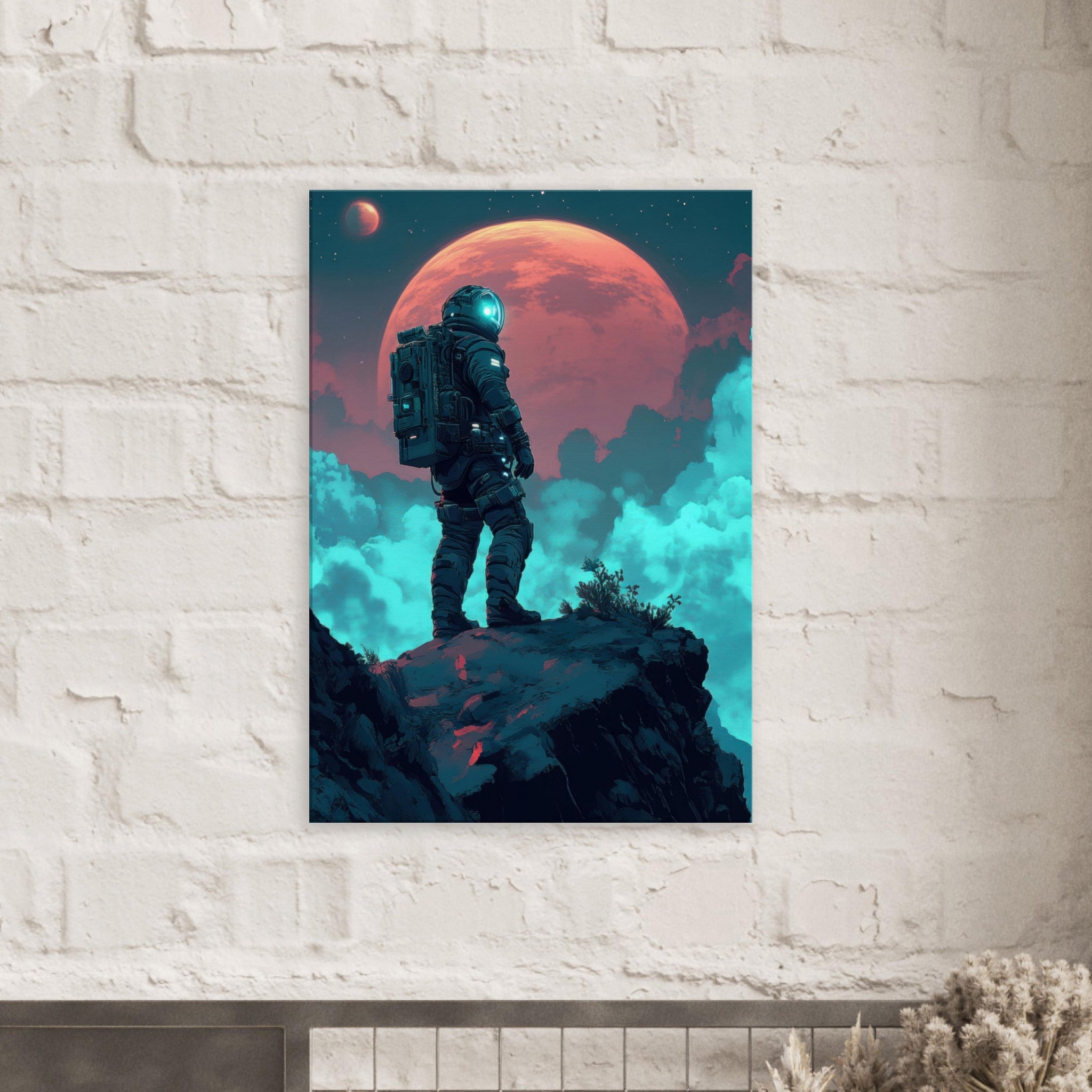 Canvas Portrait - Galactic Explorer in Alien Desert A lone strong 3 - Shop Ai Art WebShop - Digital Art online Store