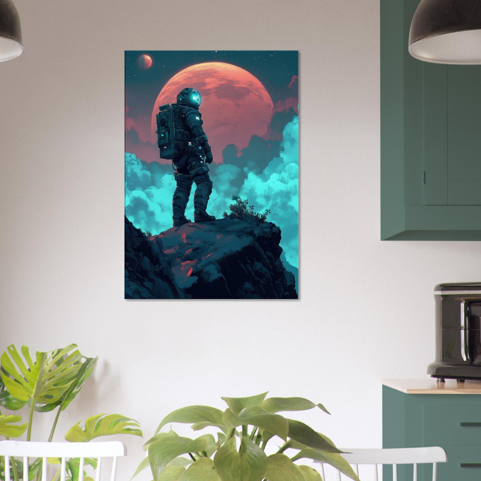 Canvas Portrait - Galactic Explorer in Alien Desert A lone strong 3 - Shop Ai Art WebShop - Digital Art online Store