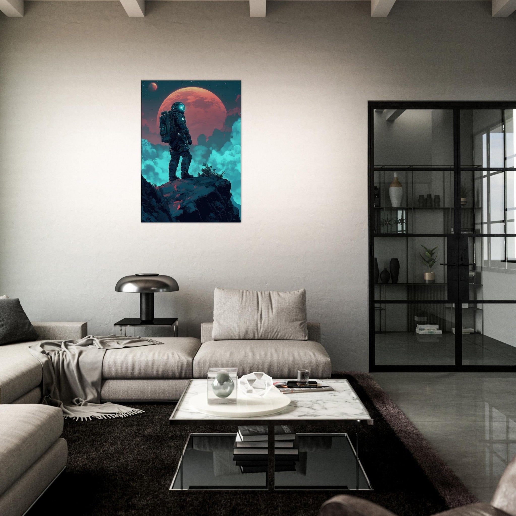 Canvas Portrait - Galactic Explorer in Alien Desert A lone strong 3 - Shop Ai Art WebShop - Digital Art online Store
