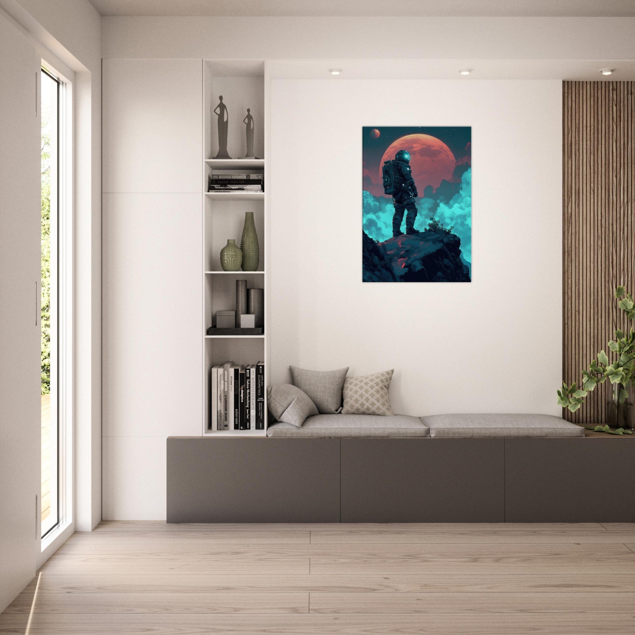 Canvas Portrait - Galactic Explorer in Alien Desert A lone strong 3 - Shop Ai Art WebShop - Digital Art online Store