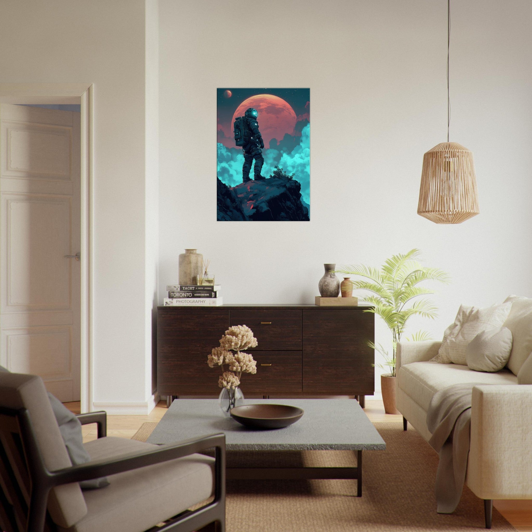 Canvas Portrait - Galactic Explorer in Alien Desert A lone strong 3 - Shop Ai Art WebShop - Digital Art online Store