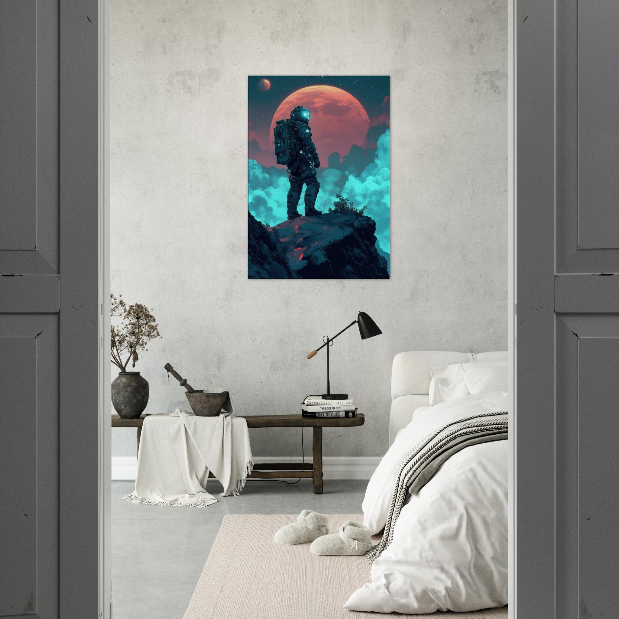 Canvas Portrait - Galactic Explorer in Alien Desert A lone strong 3 - Shop Ai Art WebShop - Digital Art online Store