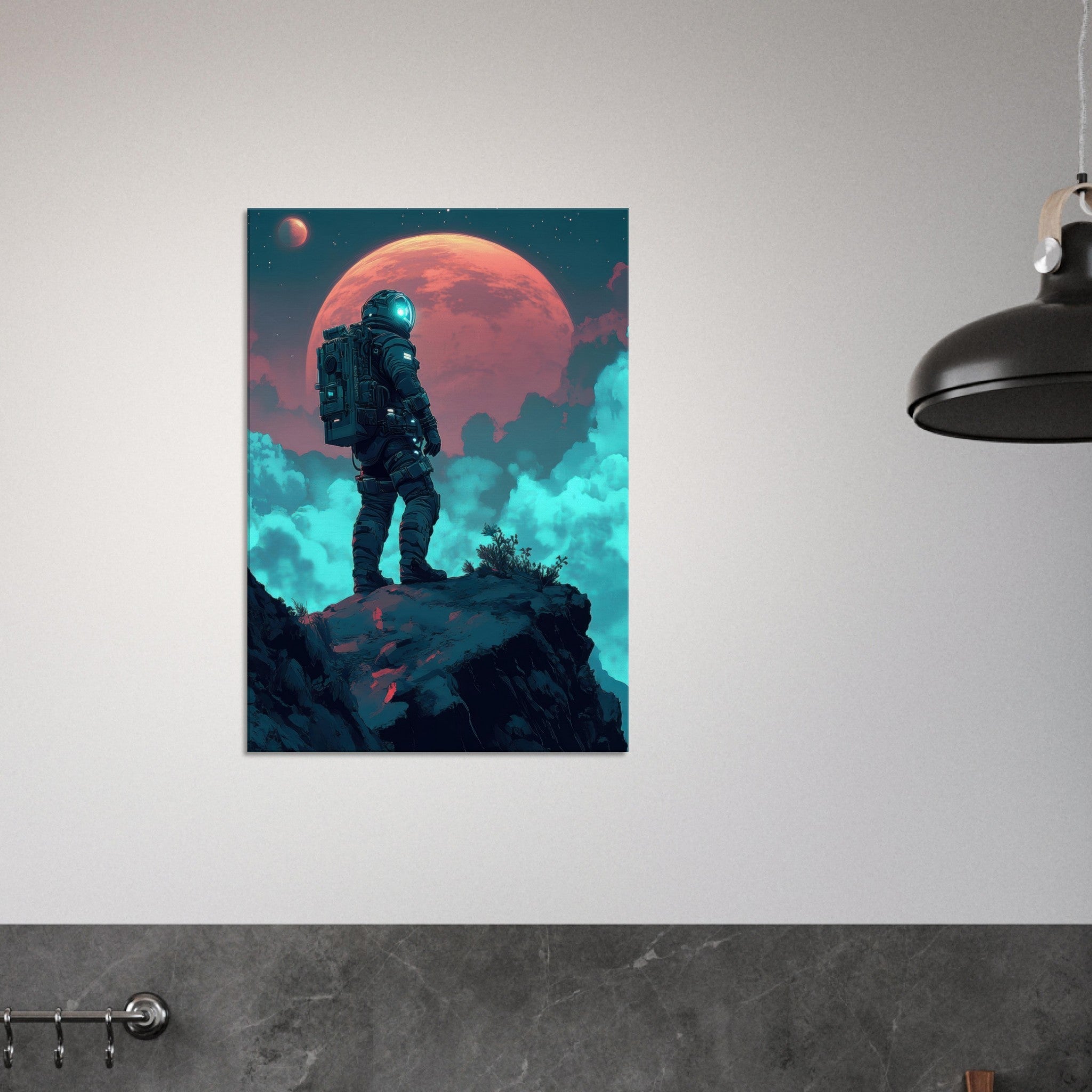 Canvas Portrait - Galactic Explorer in Alien Desert A lone strong 3 - Shop Ai Art WebShop - Digital Art online Store
